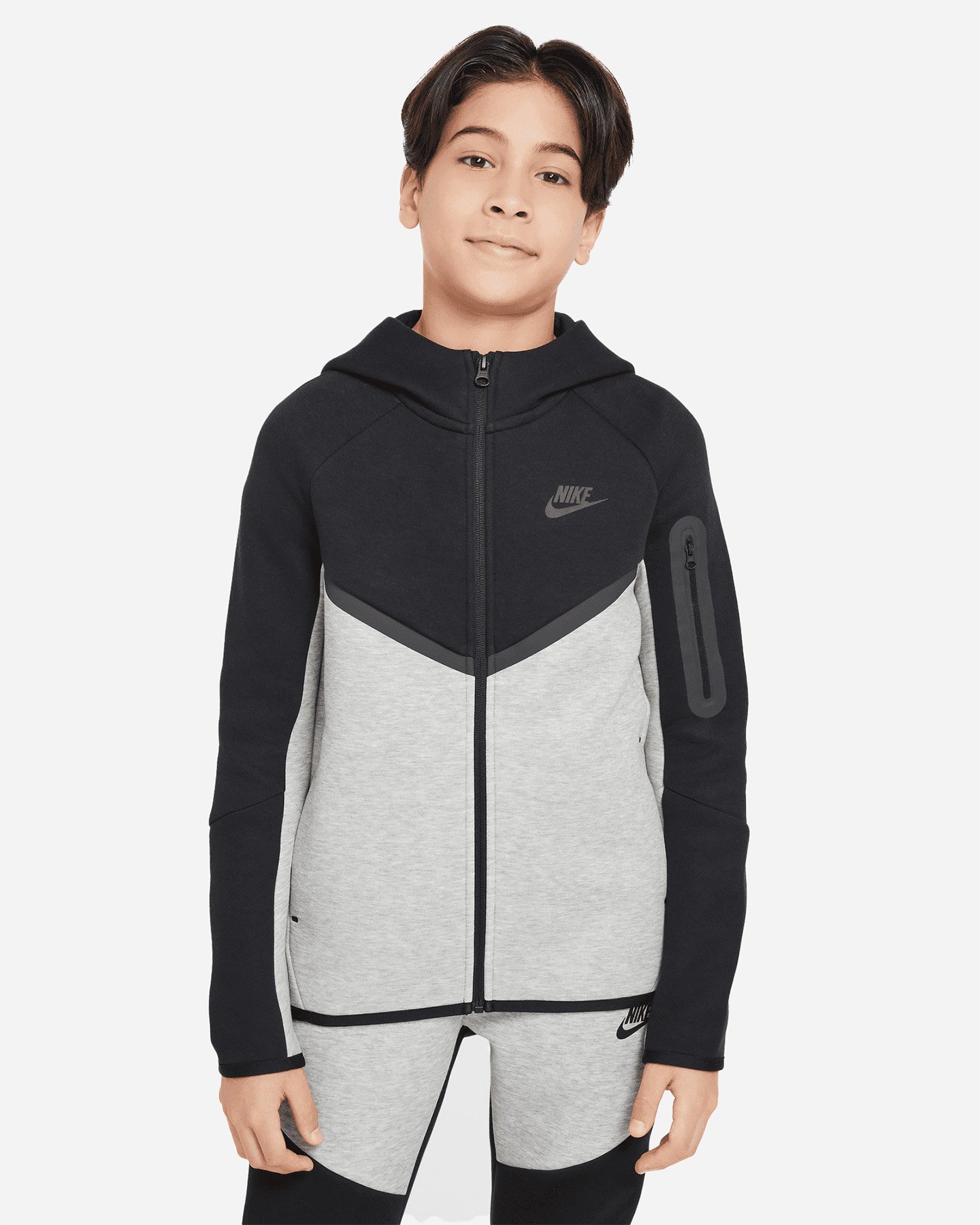 Felpa NIKE TECH FLEECE 2 JR - Grigio - 0 | Cisalfa Sport