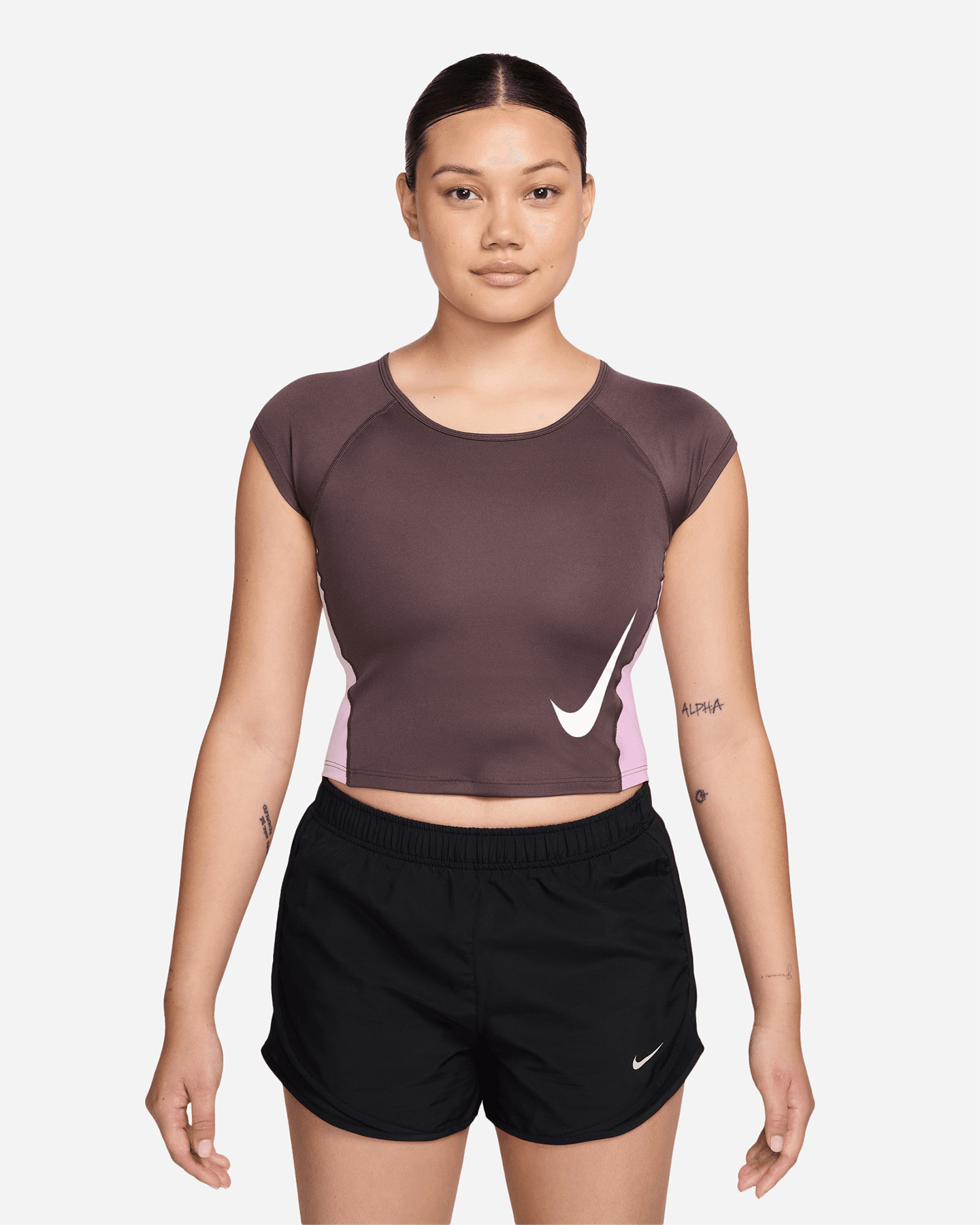 Swoosh W - T-shirt Running - Donna - Marrone