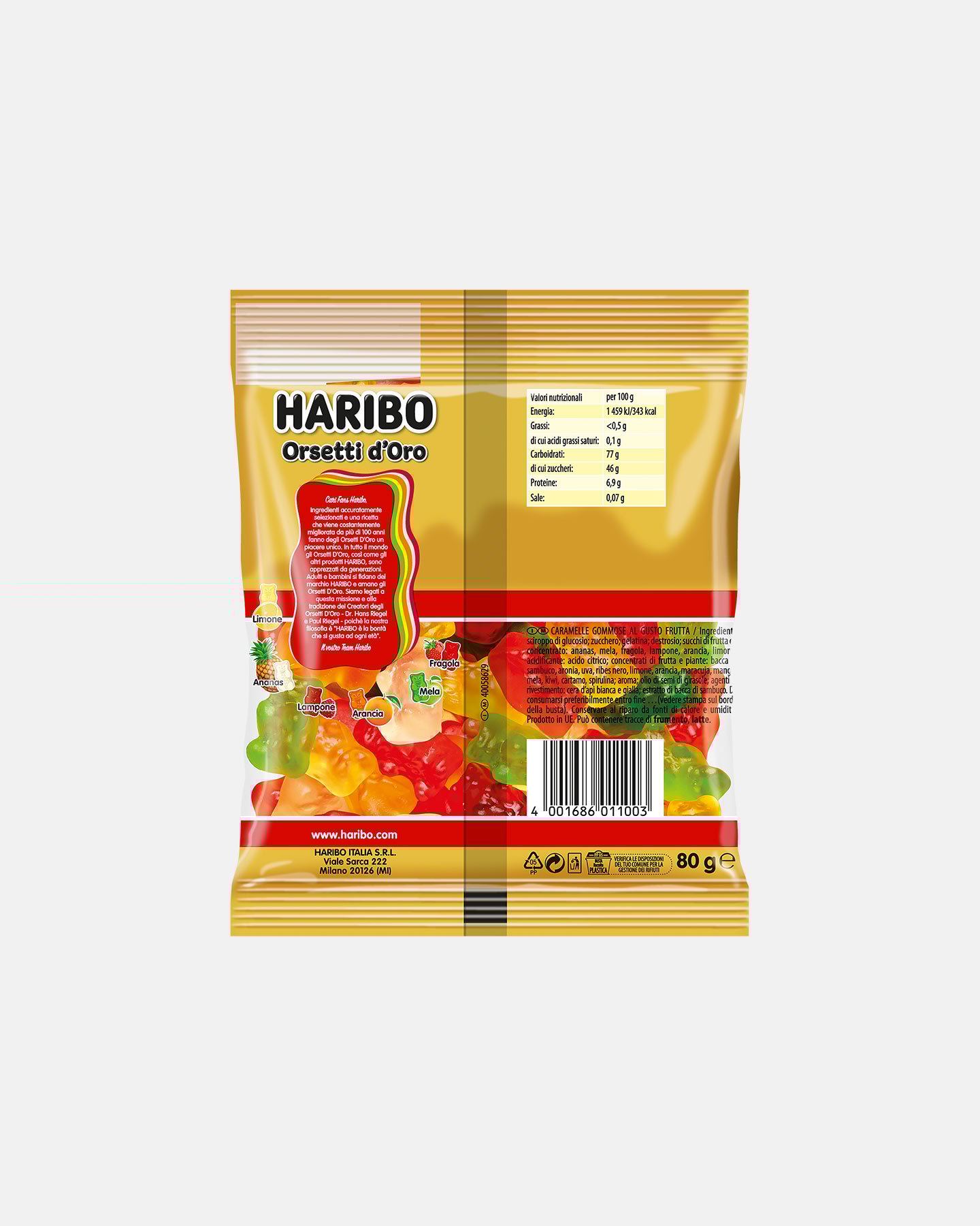 Caramelle HARIBO ORSETTI D'ORO 80 G  - Color mix - 1 | Cisalfa Sport