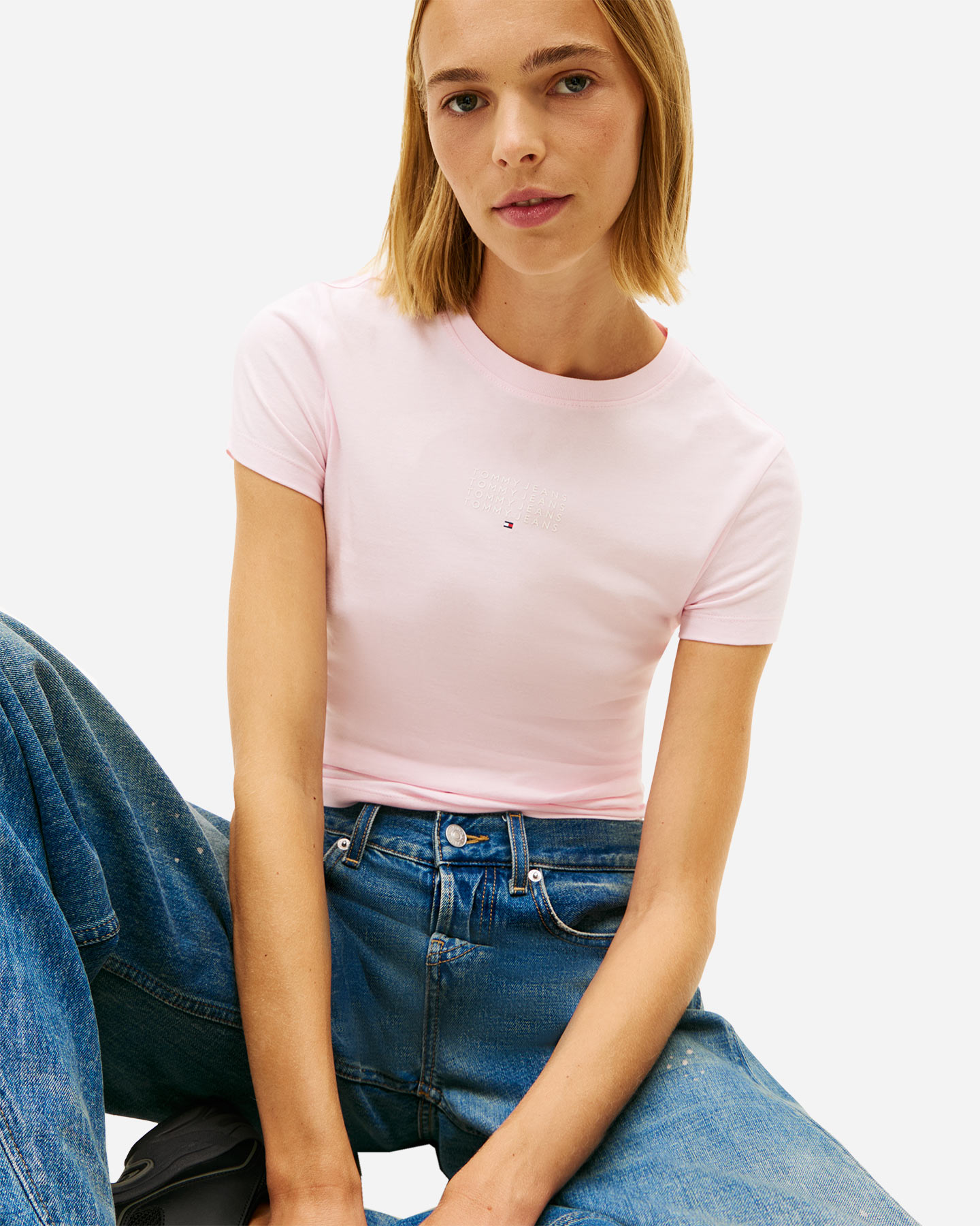 T-shirt TOMMY HILFIGER SLIM MULTI LINEAR W - Rosa - 4 | Cisalfa Sport