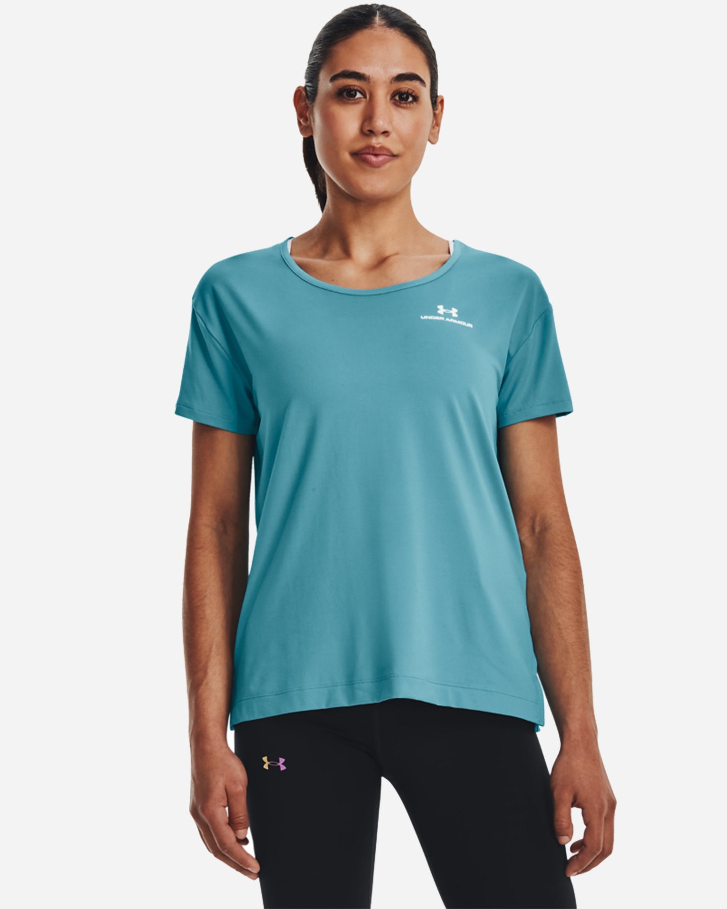 T-shirt training UNDER ARMOUR RUSH W - Azzurro - 2 | Cisalfa Sport