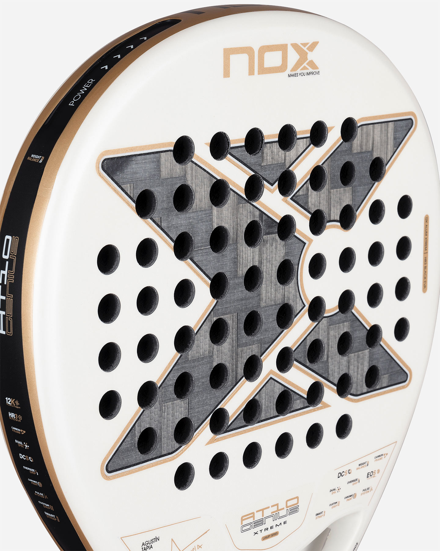 Racchetta padel performance NOX AT10 GENIUS 12K ALUM XTREM 2026 BY AGUSTIN  - Bianco - 3 | Cisalfa Sport