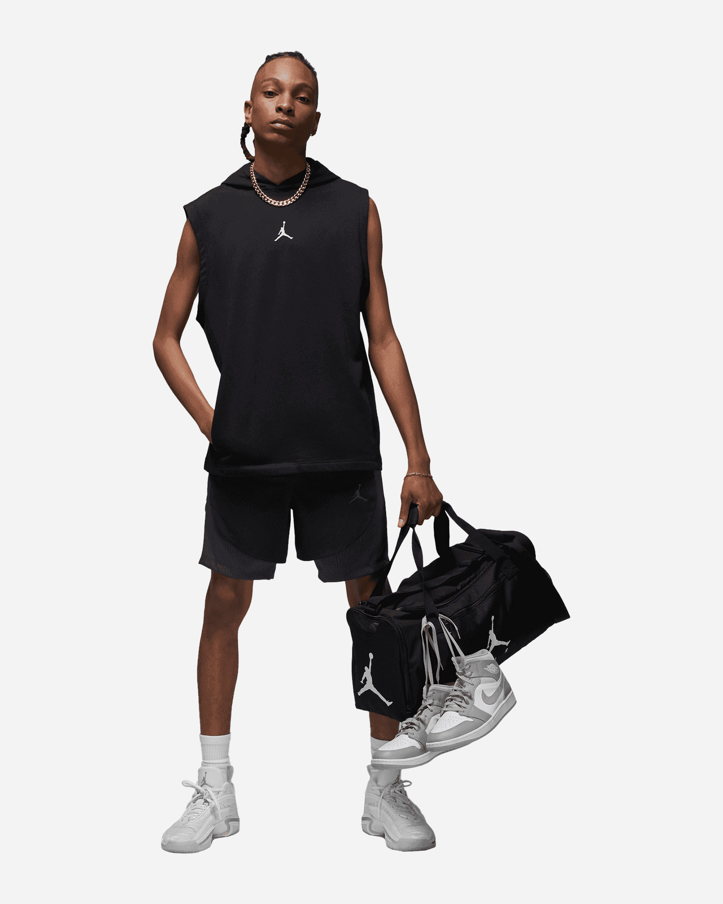 Felpa NIKE FLC JORDAN SLEEVELESS HOODIE M - Nero - 2 | Cisalfa Sport