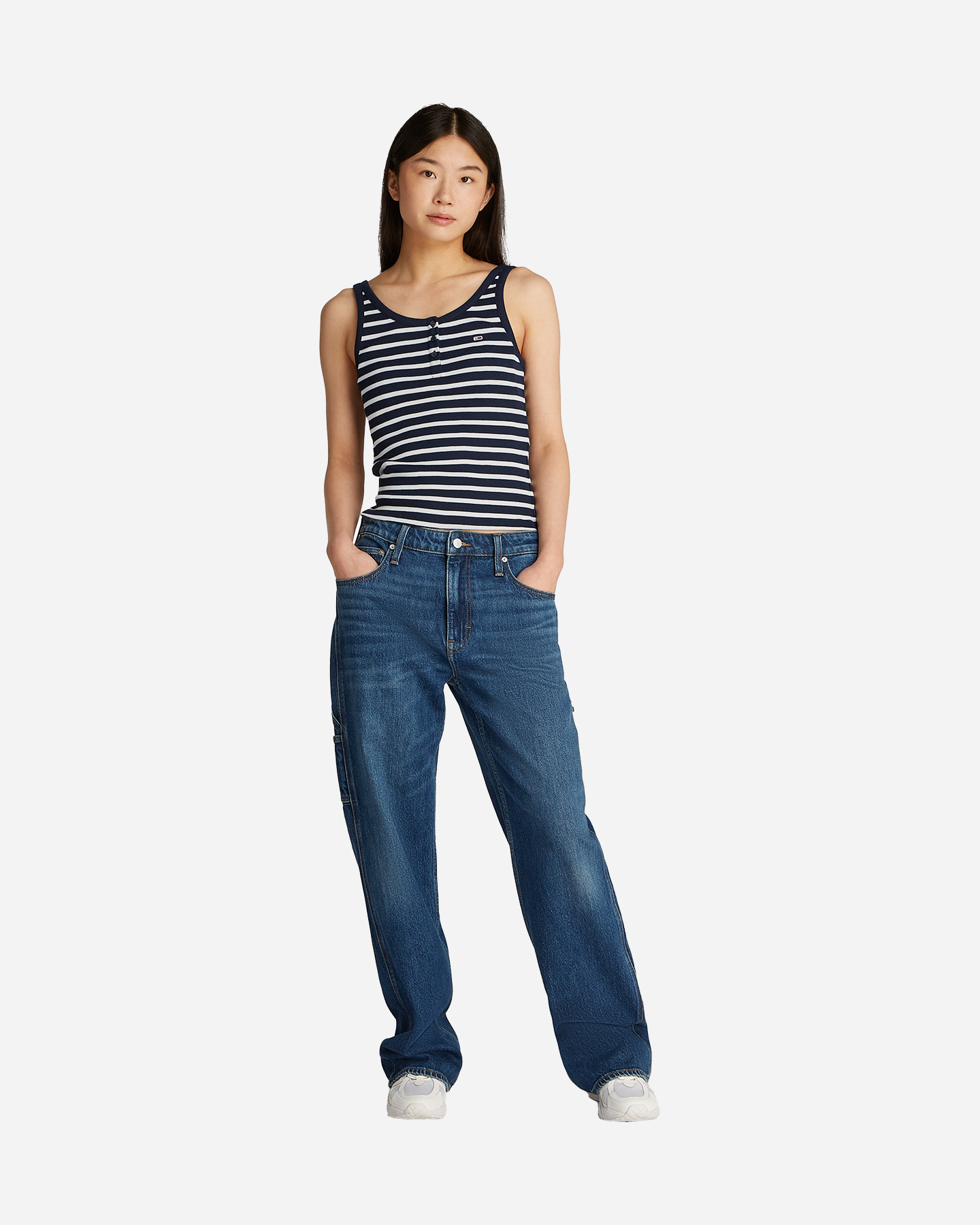 Canotta TOMMY HILFIGER SLIM BUTTON STRIPE W - Blu - 3 | Cisalfa Sport