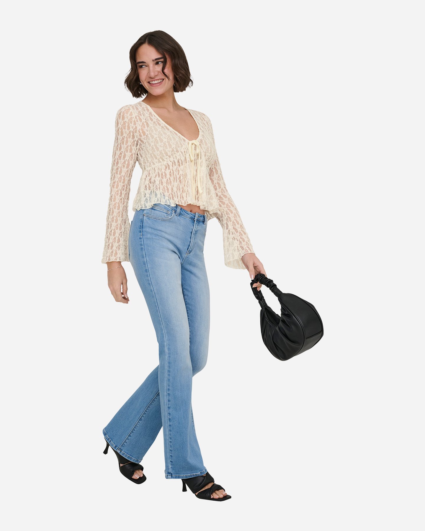 T-shirt ONLY LAYA EFFETTO PIZZO W - Bianco - 3 | Cisalfa Sport