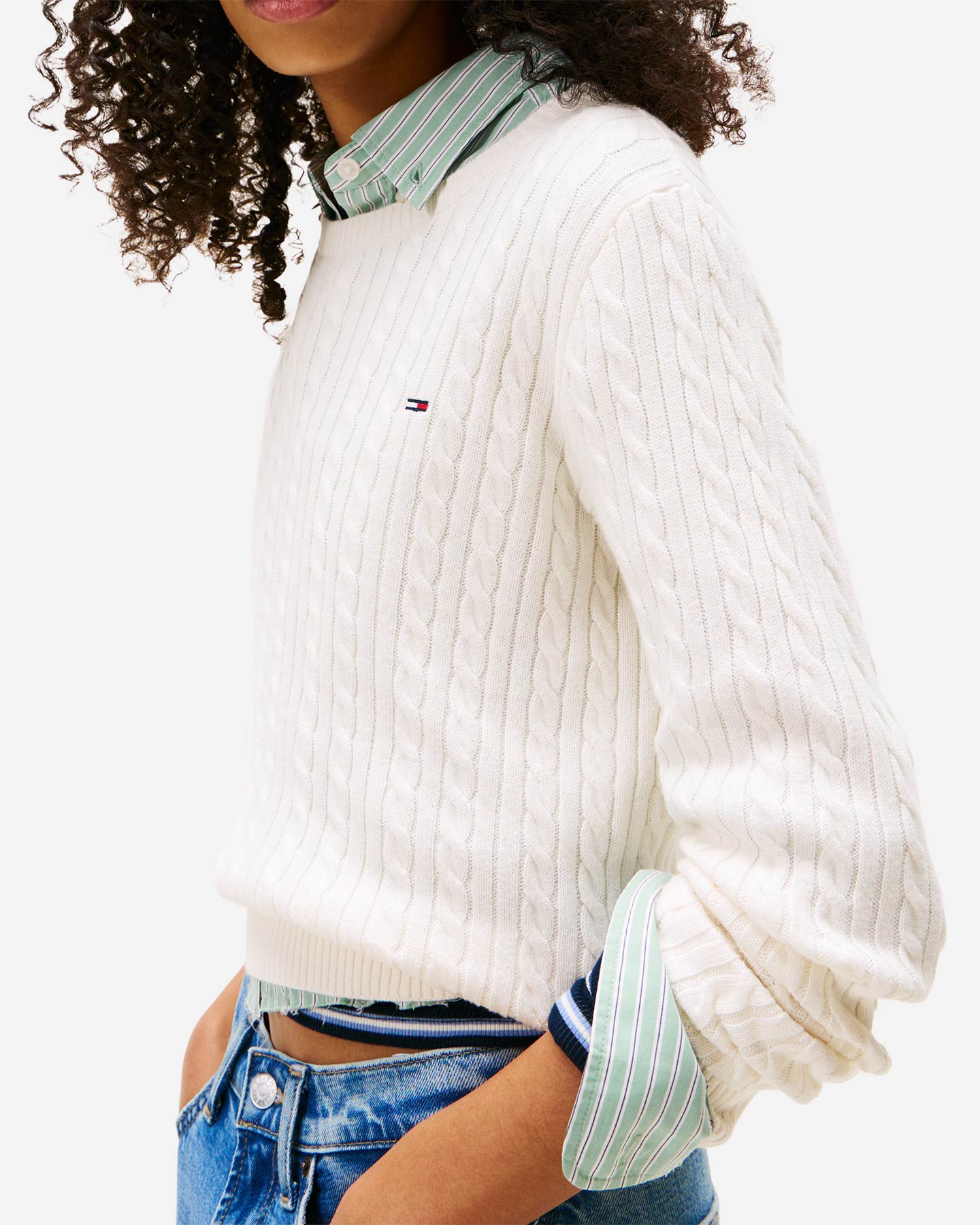 Maglione TOMMY HILFIGER CABLE ESSENTIAL W - Bianco - 4 | Cisalfa Sport