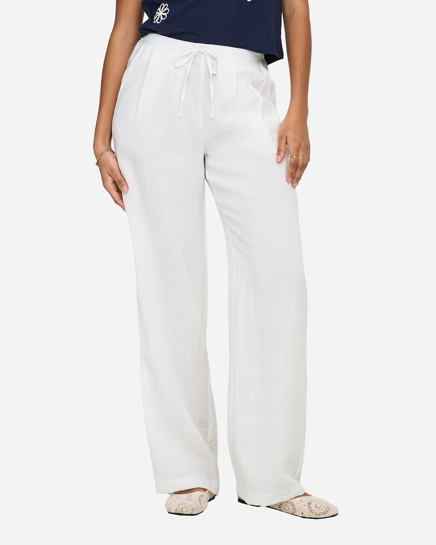 Pantalone ONLY ITA LINEN WIDE L32 W - Bianco - 2 | Cisalfa Sport