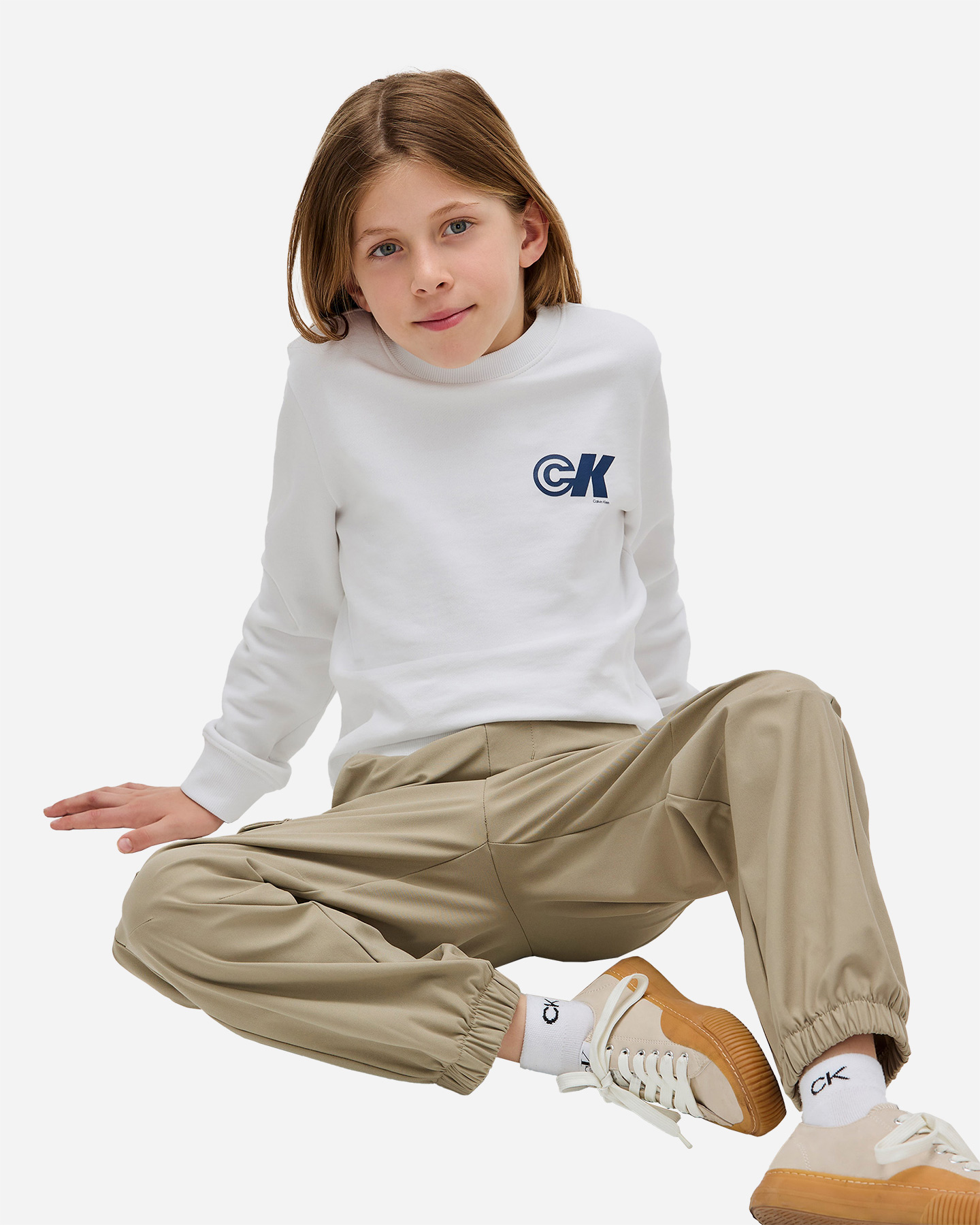 Felpa CALVIN KLEIN JEANS NEW LOGO JR - Bianco - 4 | Cisalfa Sport