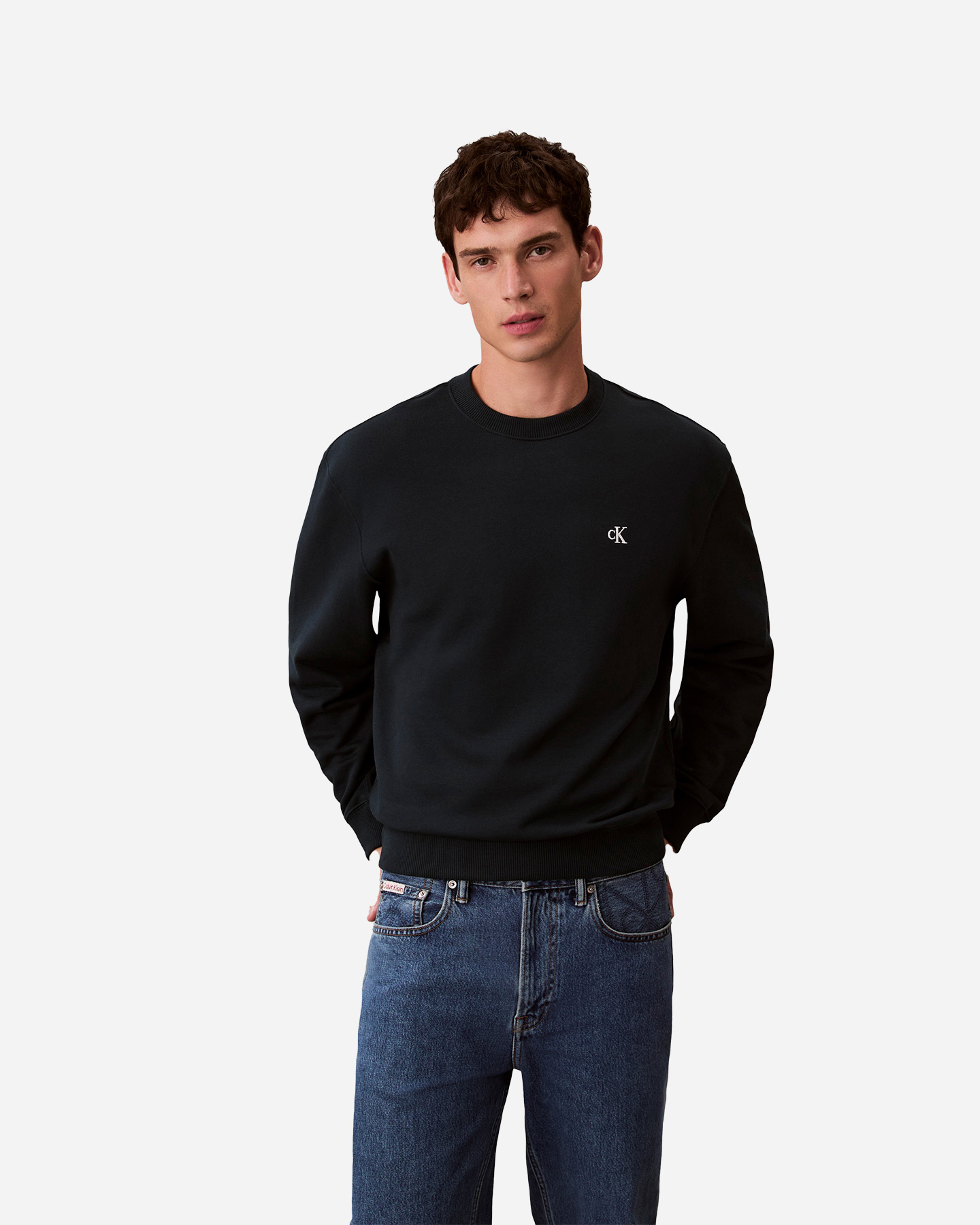 Felpa CALVIN KLEIN JEANS TERRY MONOGRAM M - Blu Navy - 1 | Cisalfa Sport