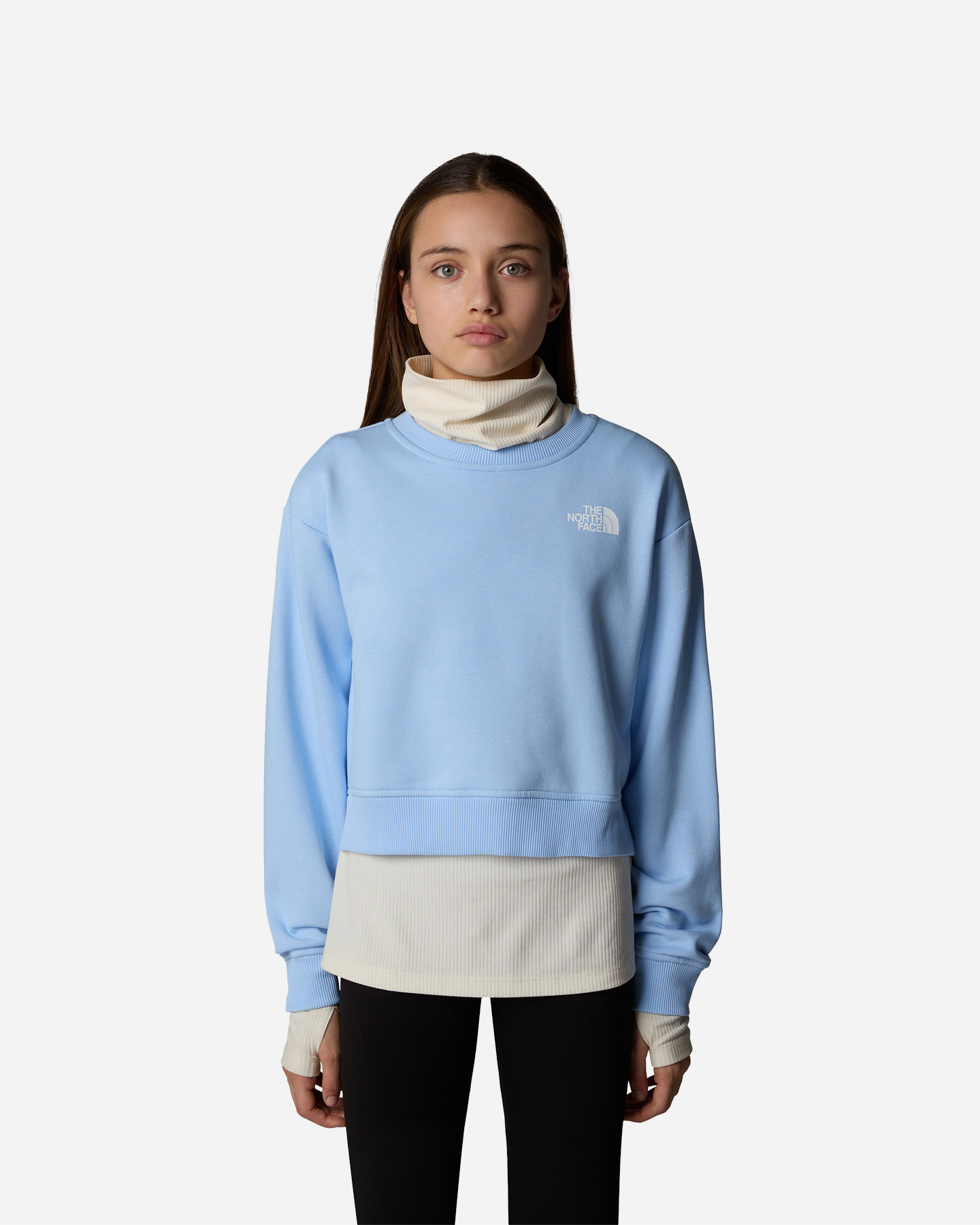 Felpa THE NORTH FACE GIRL CROP OVERSIZE JR - Azzurro - 2 | Cisalfa Sport