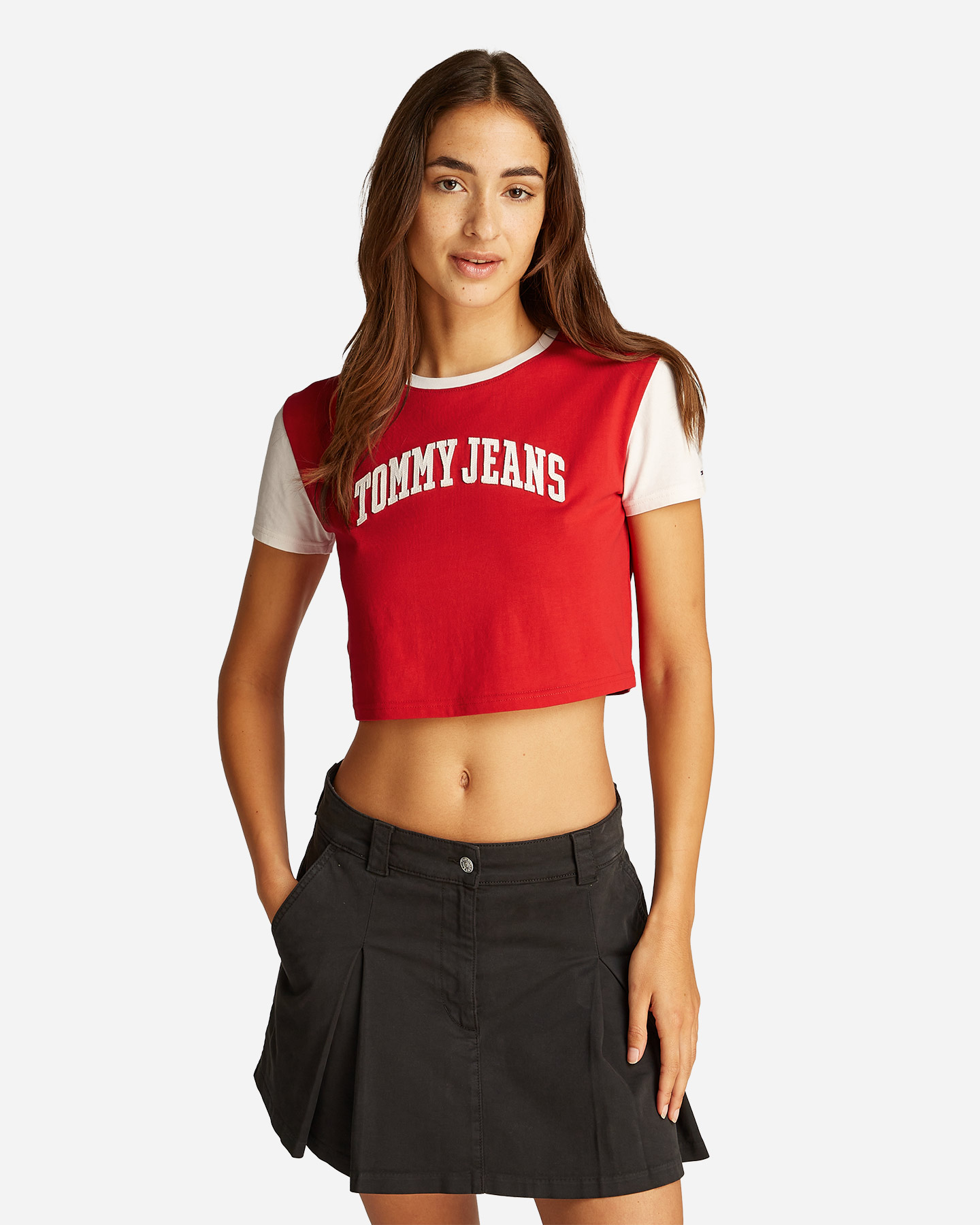 T-shirt TOMMY HILFIGER CROP RAGLAN VARSITY W - Rosso - 2 | Cisalfa Sport