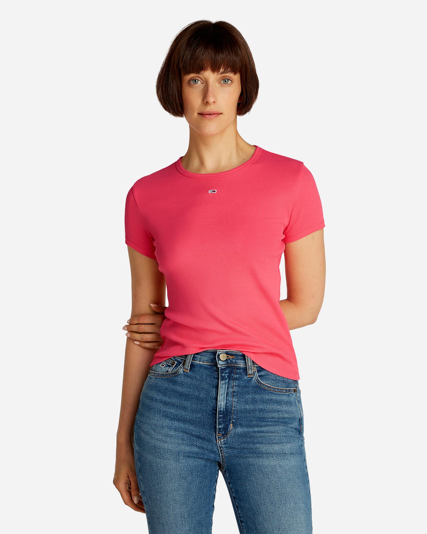 T-shirt TOMMY HILFIGER SLIM LOGO FLAG W - Rosa - 2 | Cisalfa Sport