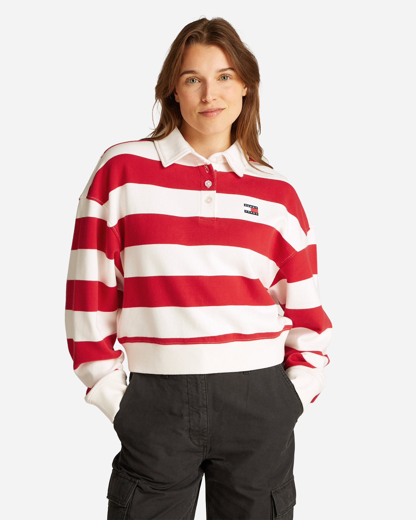 Polo TOMMY HILFIGER BOXY STRIPE W - Rosso - 2 | Cisalfa Sport