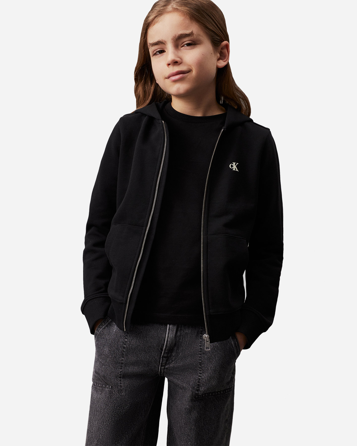 Felpa CALVIN KLEIN JEANS FLOCK JR - Nero - 1 | Cisalfa Sport