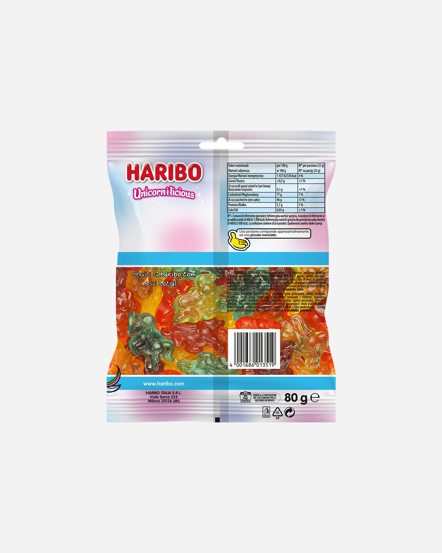 Caramelle HARIBO UNICORNILICIOUS 80 GR - 1 | Cisalfa Sport