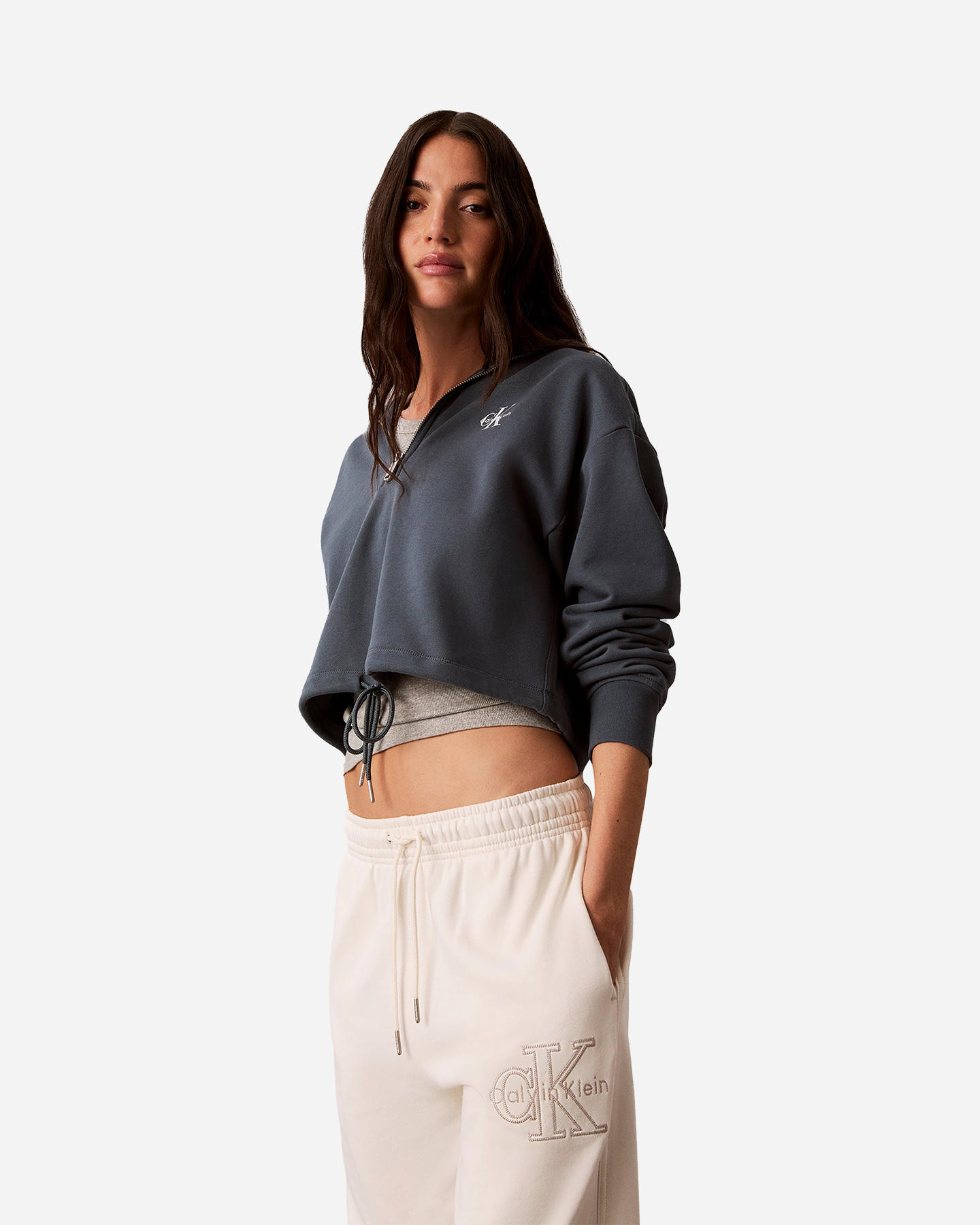 Felpa CALVIN KLEIN JEANS MONOLOGO W - Antracite - 2 | Cisalfa Sport