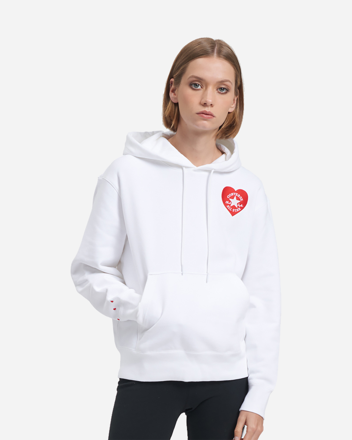 Felpa CONVERSE REGULAR HEART LOVE W - Bianco - 0 | Cisalfa Sport