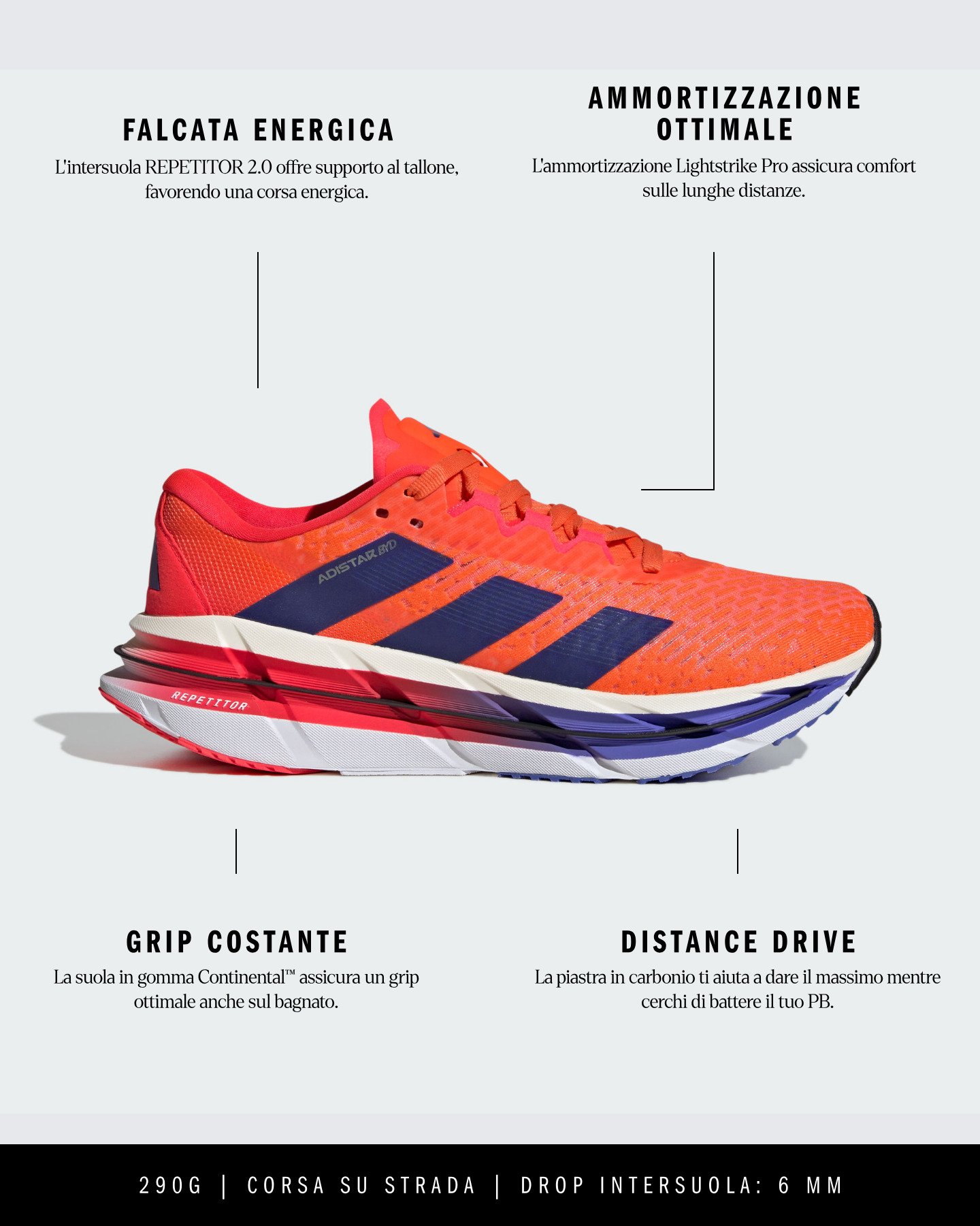 Scarpe running ADIDAS ADISTAR BYD M - Arancione - 6 | Cisalfa Sport