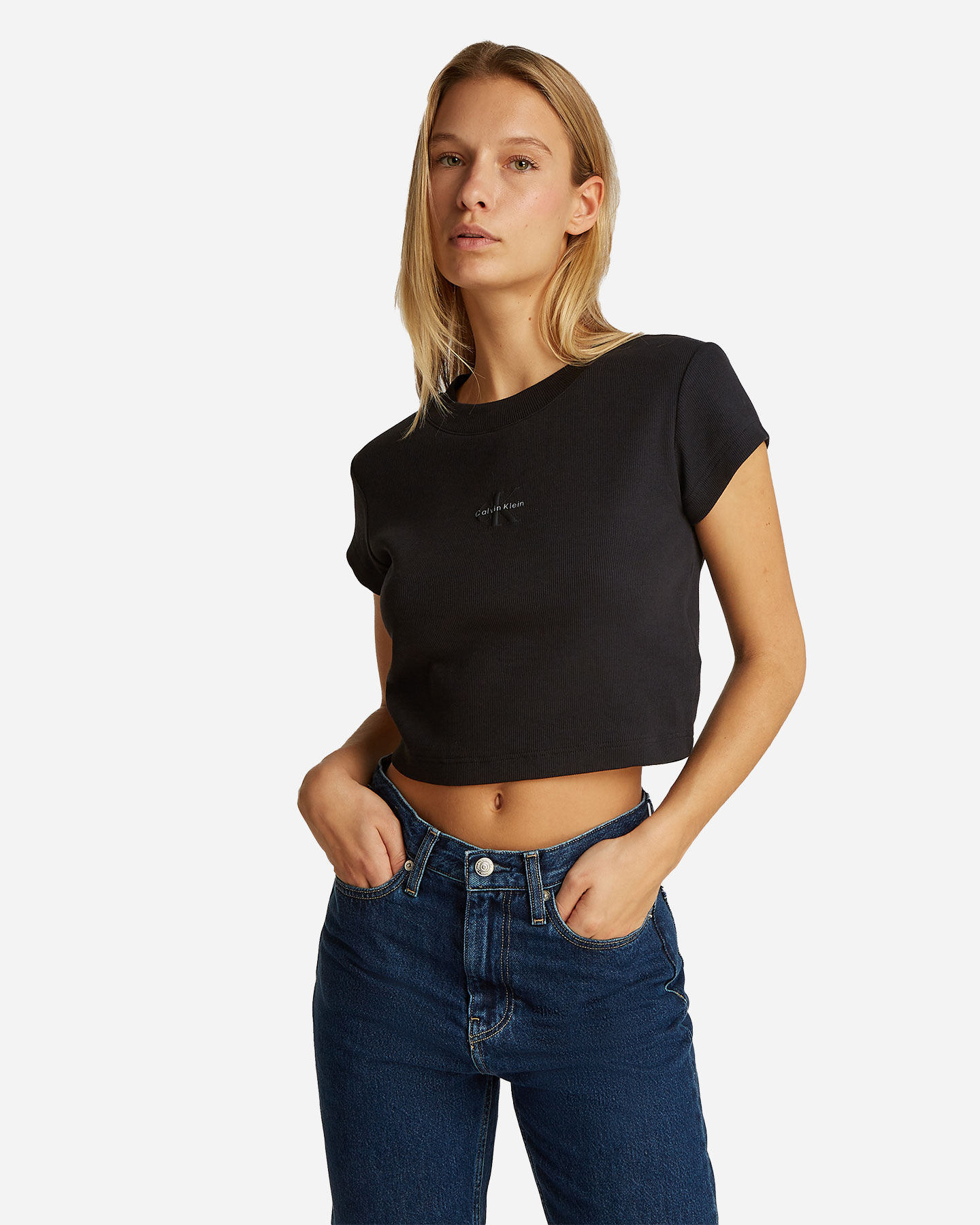 T-shirt CALVIN KLEIN JEANS RIB MONOGRAM W - Nero - 2 | Cisalfa Sport