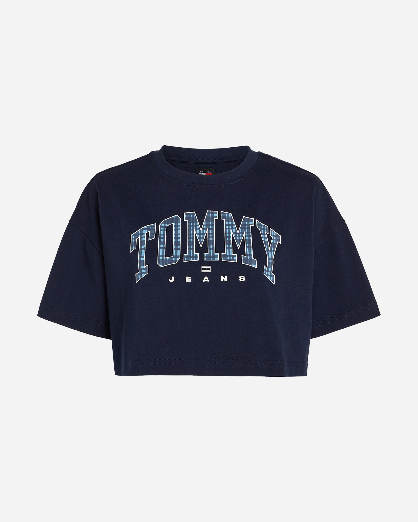 T-shirt TOMMY HILFIGER CROP VARSITY LOGO CHECK W - Blu Navy - 0 | Cisalfa Sport