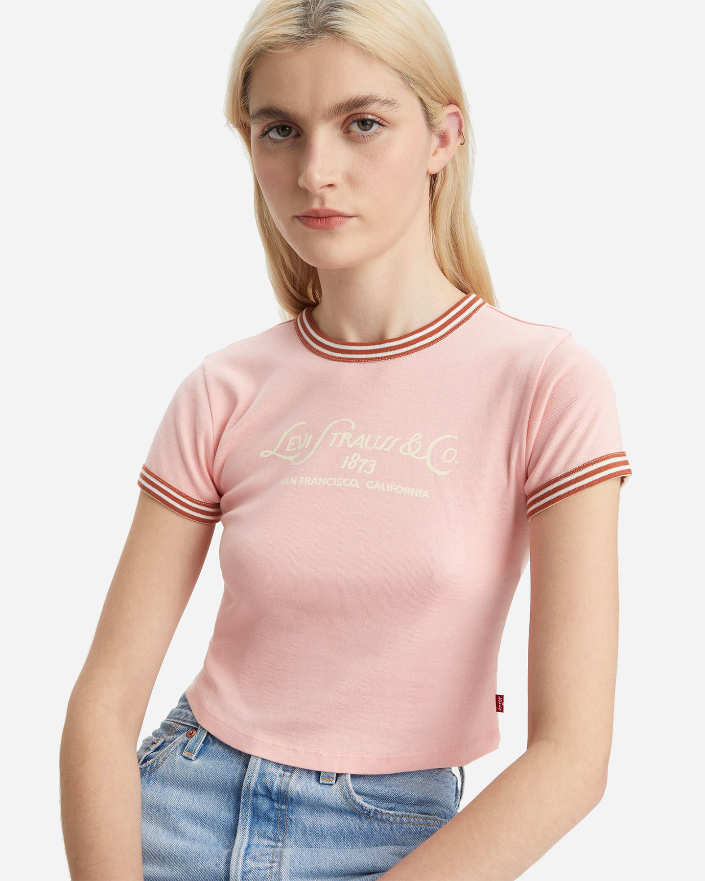 T-shirt LEVI'S RUBBER NECK CROP W - Rosa - 2 | Cisalfa Sport