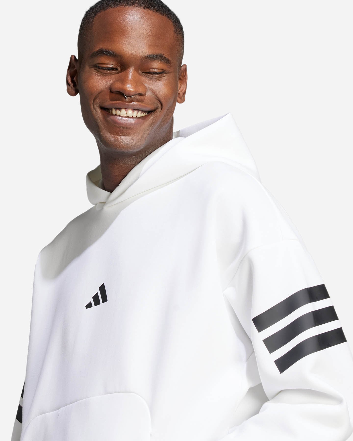 Felpa ADIDAS 3STRIPES M - Bianco - 4 | Cisalfa Sport