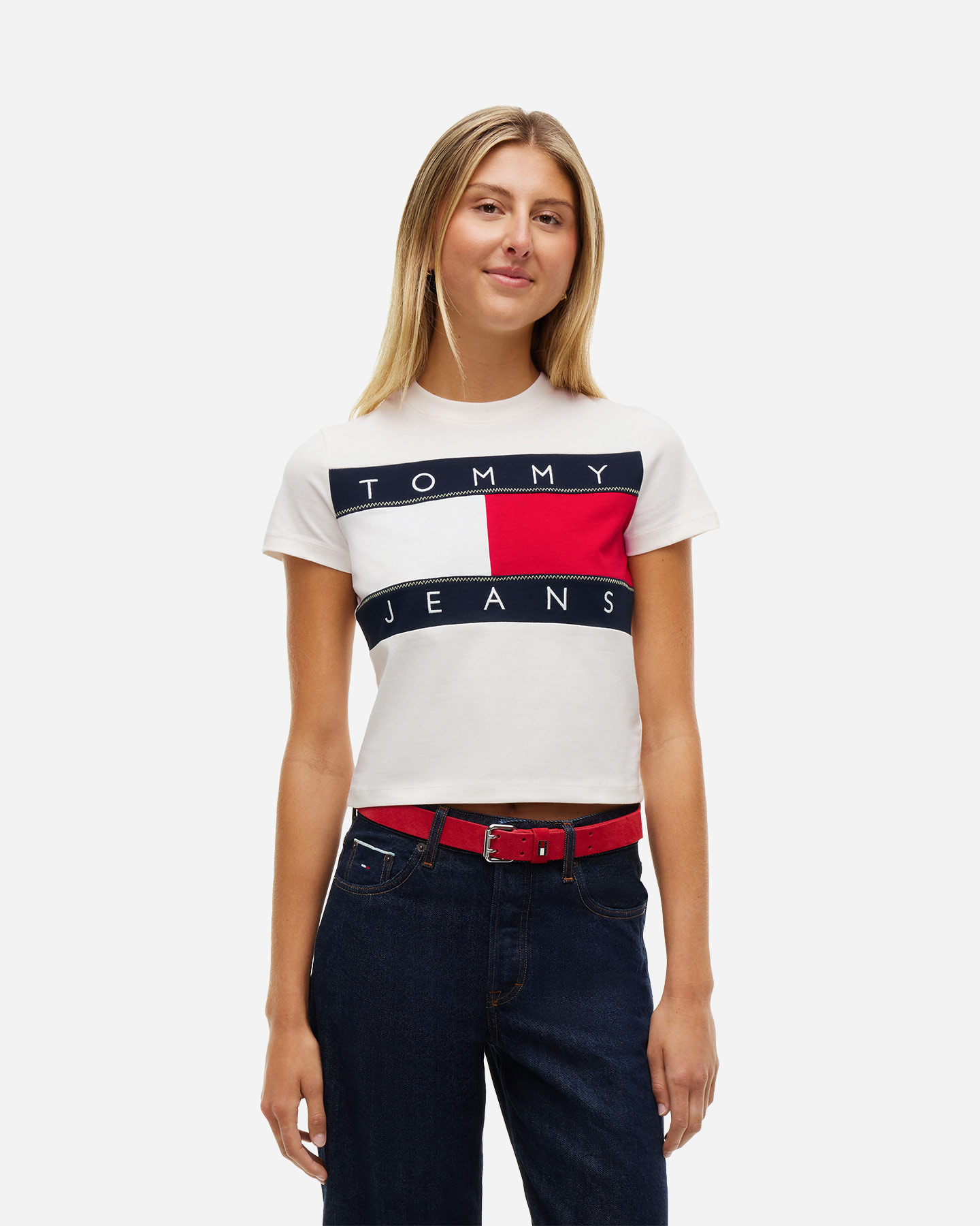 Tommy Hilfiger Boxy Big Flag W - T-Shirt - Donna - Bianco