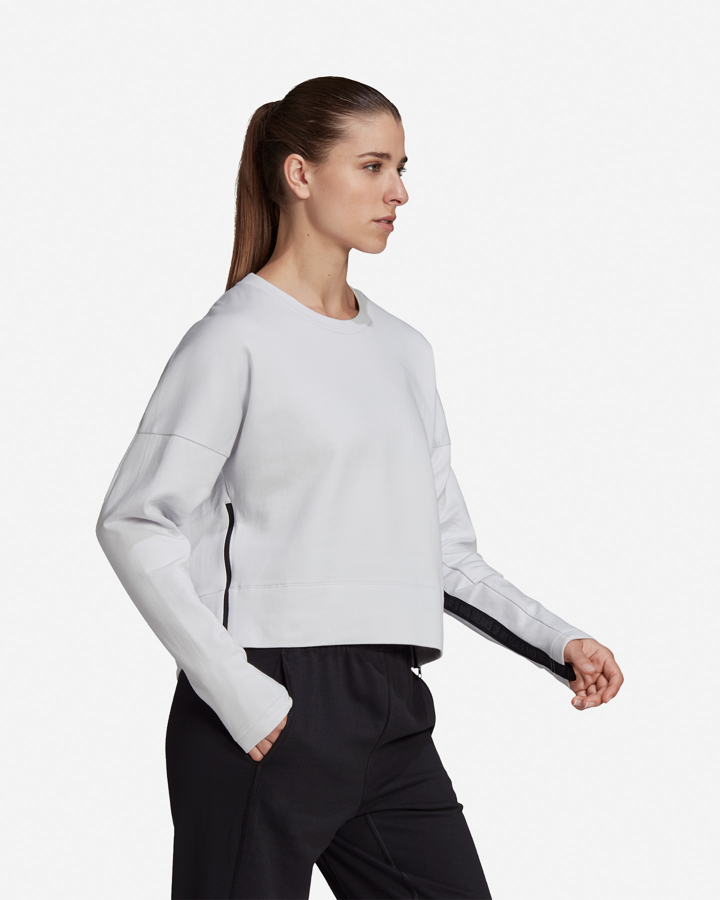 Felpa ADIDAS POLY CROP W - Bianco - 2 | Cisalfa Sport