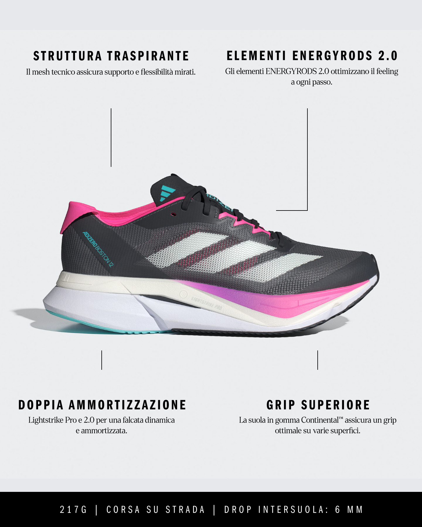 Scarpe running ADIDAS ADIZERO BOSTON 12 W - Grigio - 6 | Cisalfa Sport