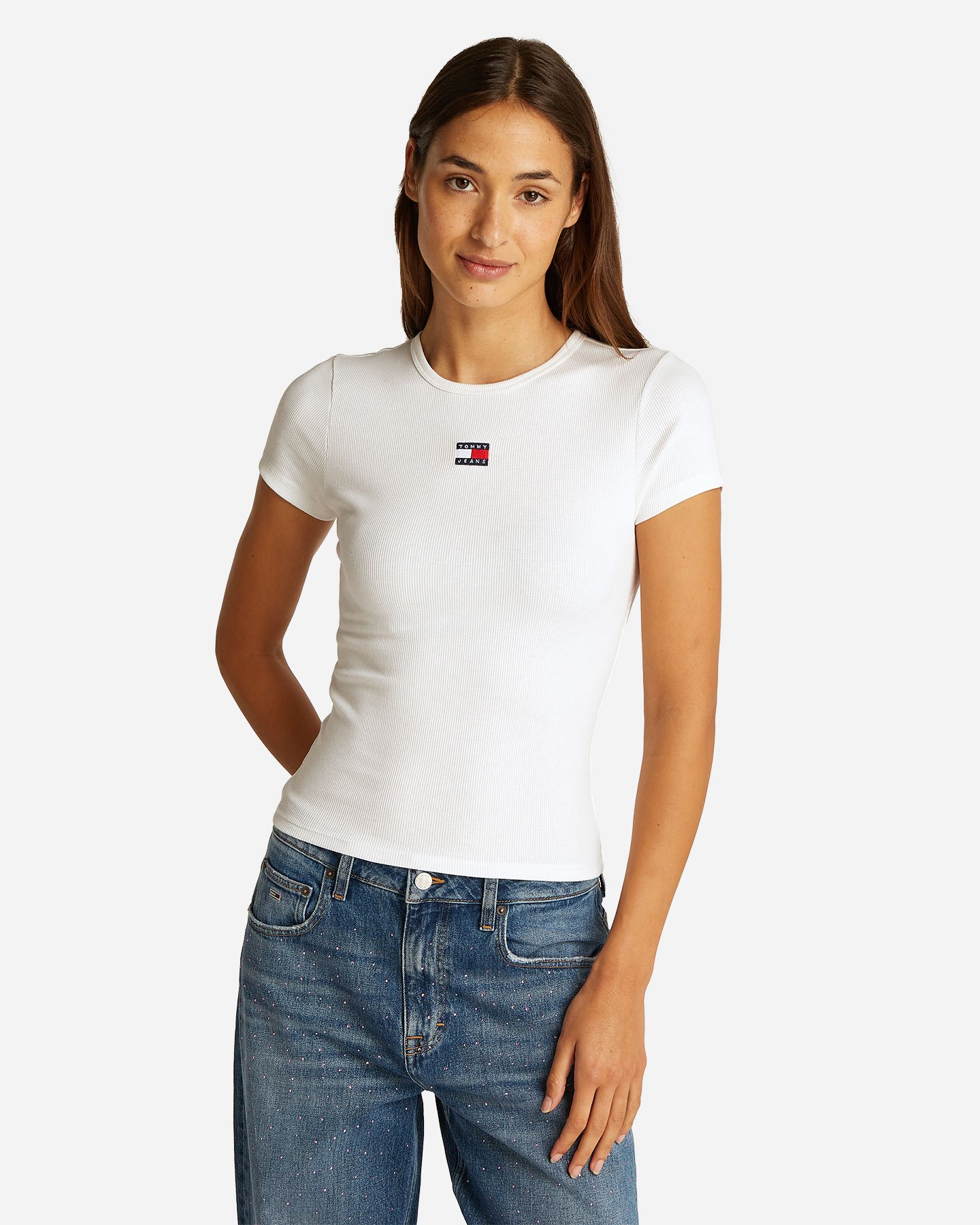 T-shirt TOMMY HILFIGER RIB BADGE W - Bianco - 2 | Cisalfa Sport