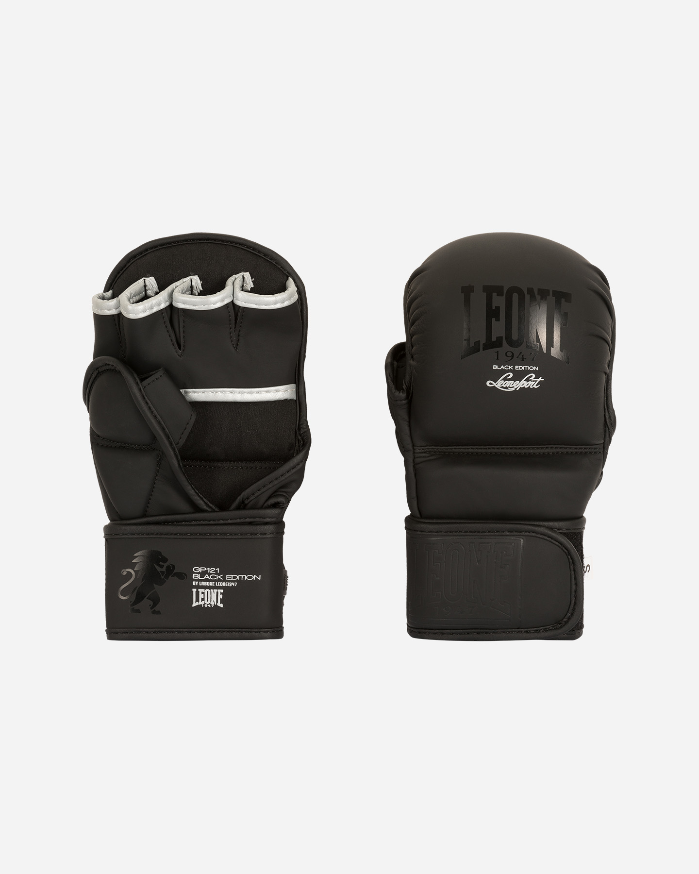 Guanti Da MMA LEONE 1947 BLACK EDITION - Nero, Taglia M - Poliuretano, Imbottitura PU/EVA - Per Allenamento Intensivo