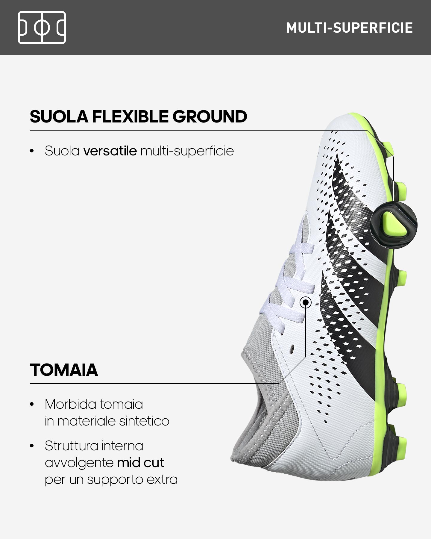 Scarpe calcio ADIDAS PREDATOR ACCURACY 4 S FxG JR - Color mix - 1 | Cisalfa Sport