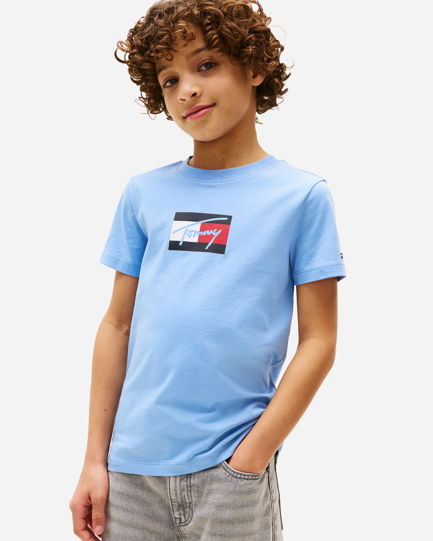 T-shirt TOMMY HILFIGER FLAG JR - Azzurro - 3 | Cisalfa Sport