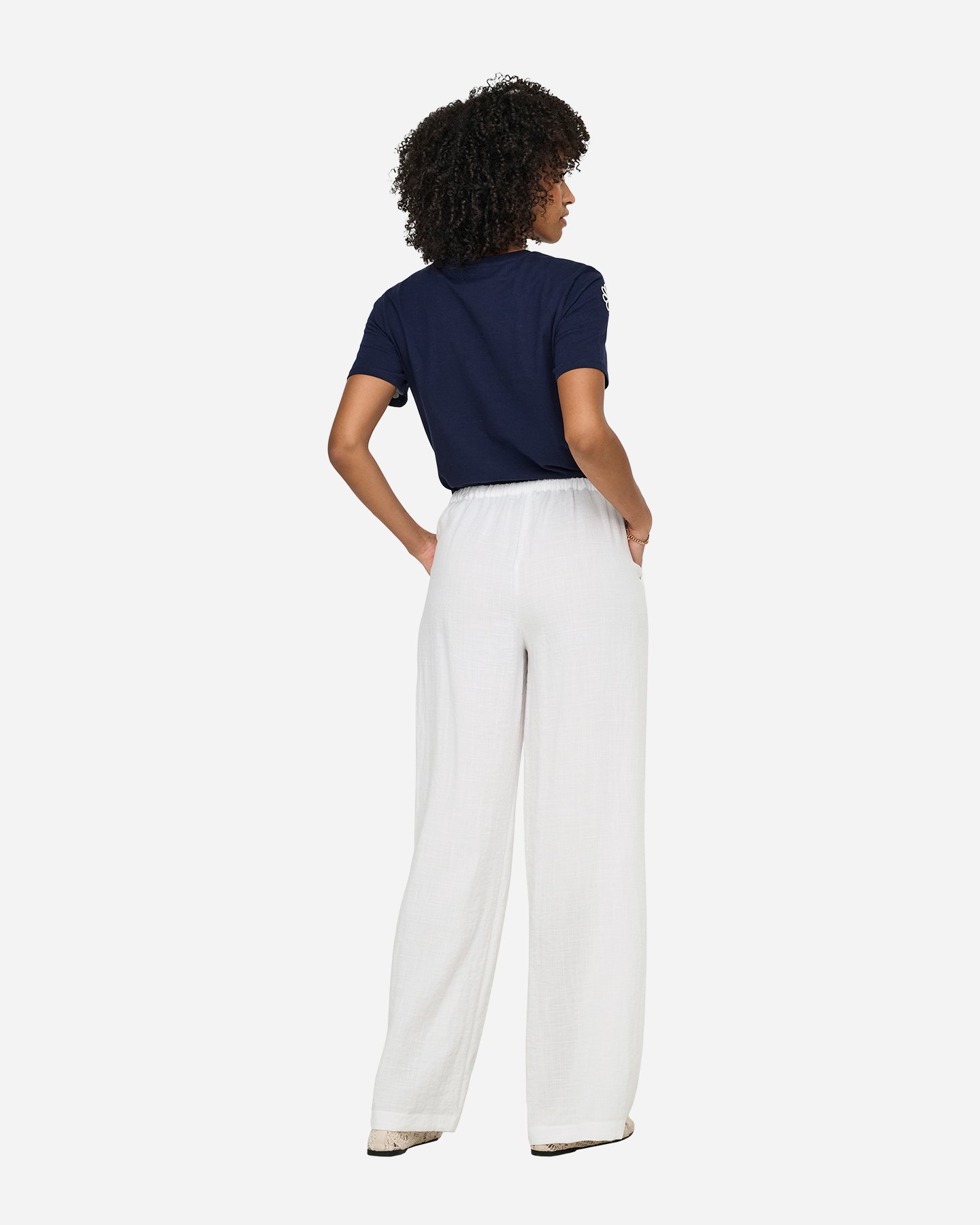 Pantalone ONLY ITA LINEN WIDE L32 W - Bianco - 4 | Cisalfa Sport