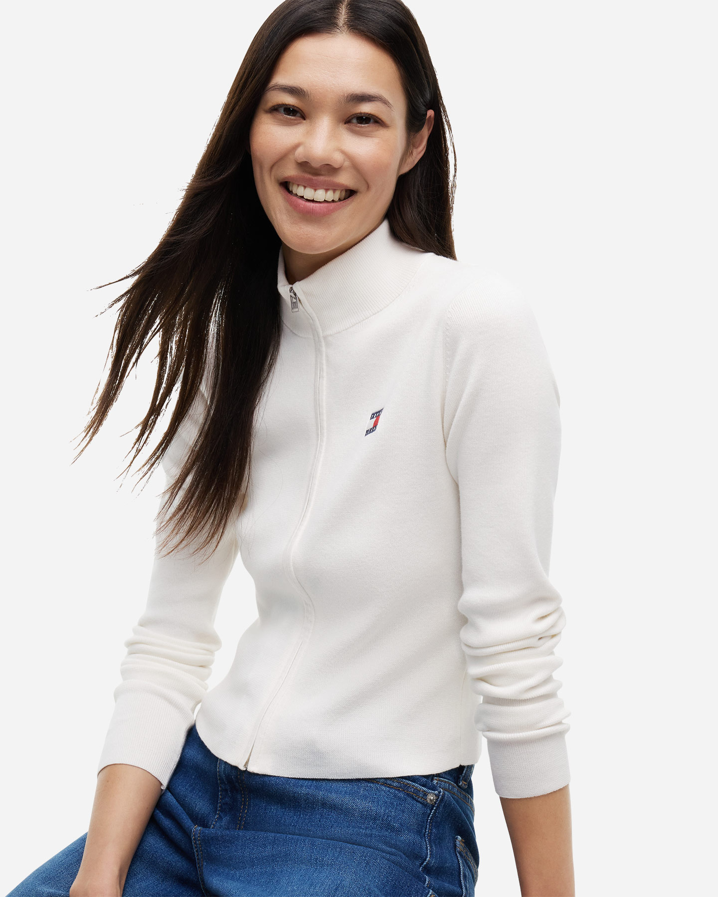 Cardigan TOMMY HILFIGER FULL ZIP BADGE W - Bianco - 4 | Cisalfa Sport