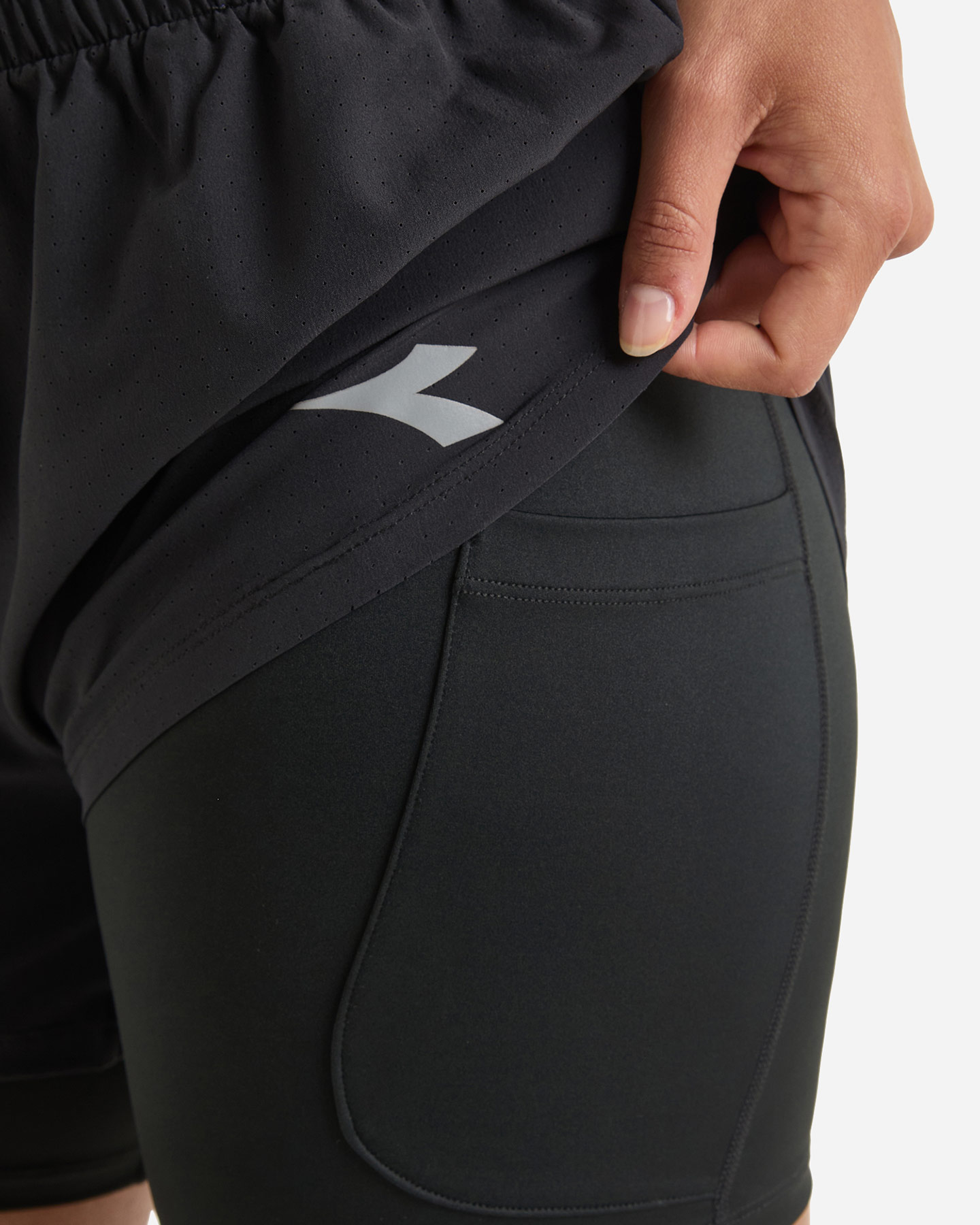 Short running DIADORA RUN CREW 2IN1 W - Nero - 4 | Cisalfa Sport