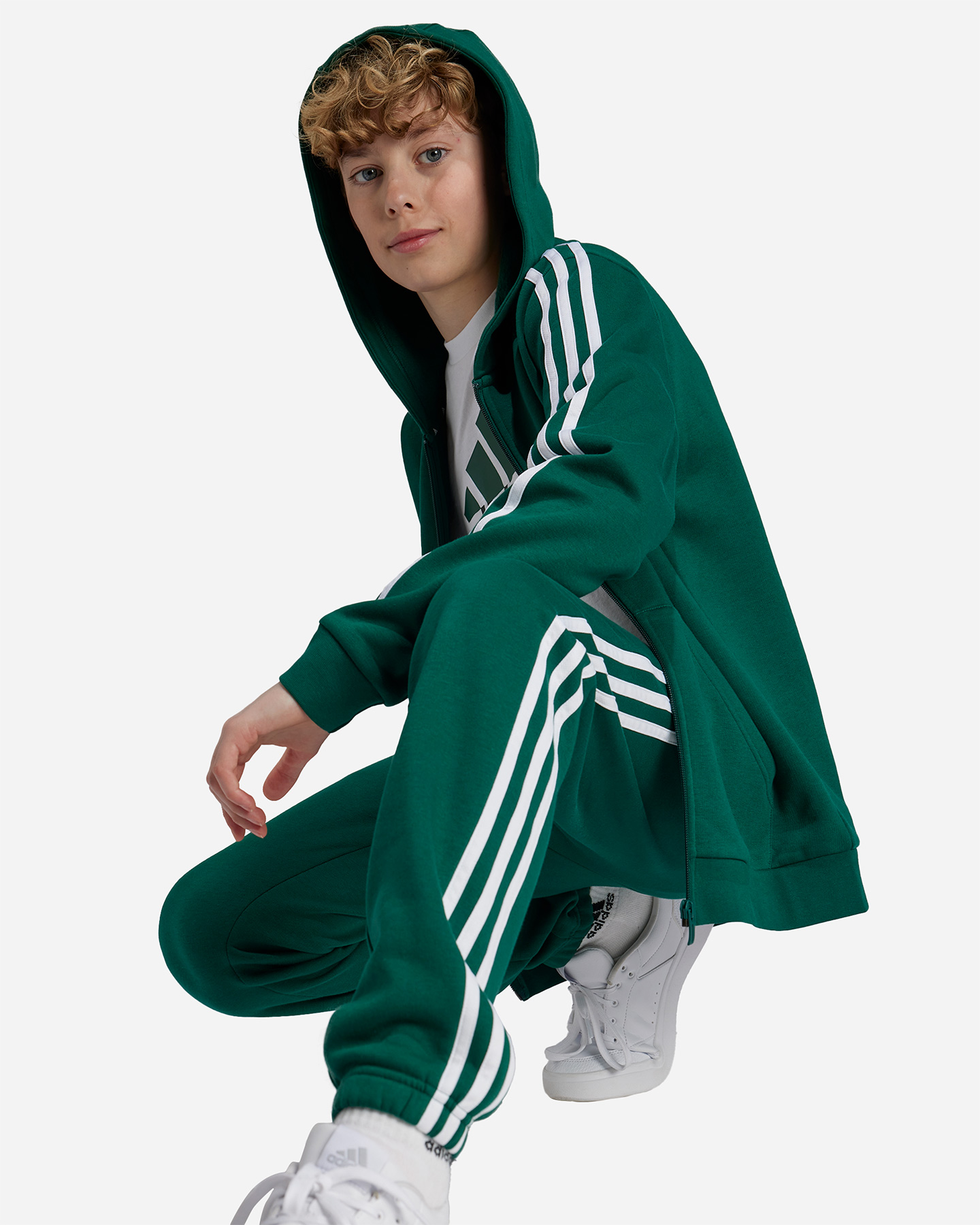 Felpa ADIDAS ESSENTIAL 3STRIPES JR - Verde - 3 | Cisalfa Sport