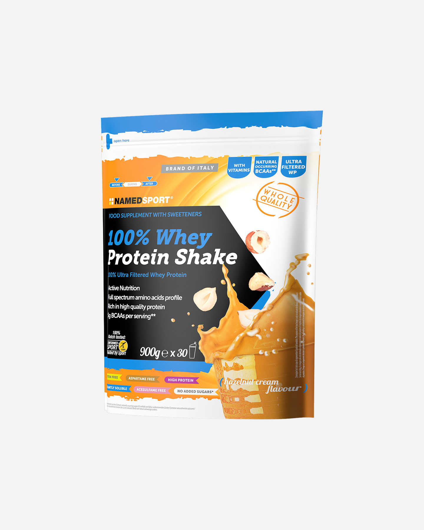 Proteine whey NAMED SPORT 100% WHEY PROTEIN SHAKE 900  - Arancione - 0 | Cisalfa Sport