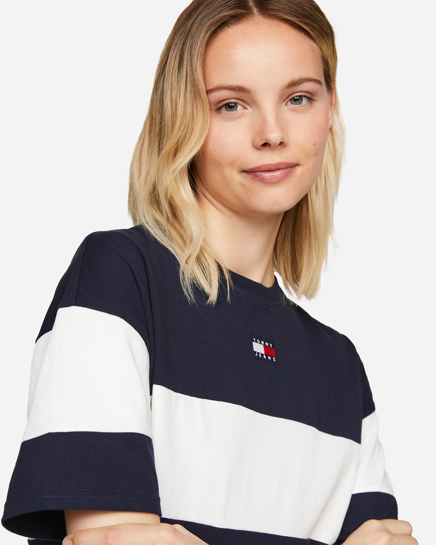 T-shirt TOMMY HILFIGER CROP BADE STRIPE W - Blu Navy - 3 | Cisalfa Sport