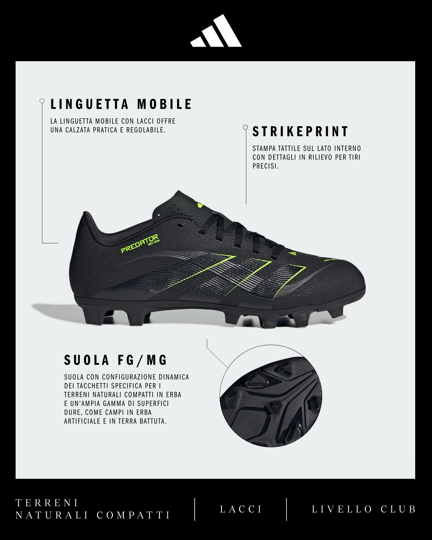 Scarpe calcio ADIDAS PREDATOR CLUB FG-MG M - Color mix - 1 | Cisalfa Sport