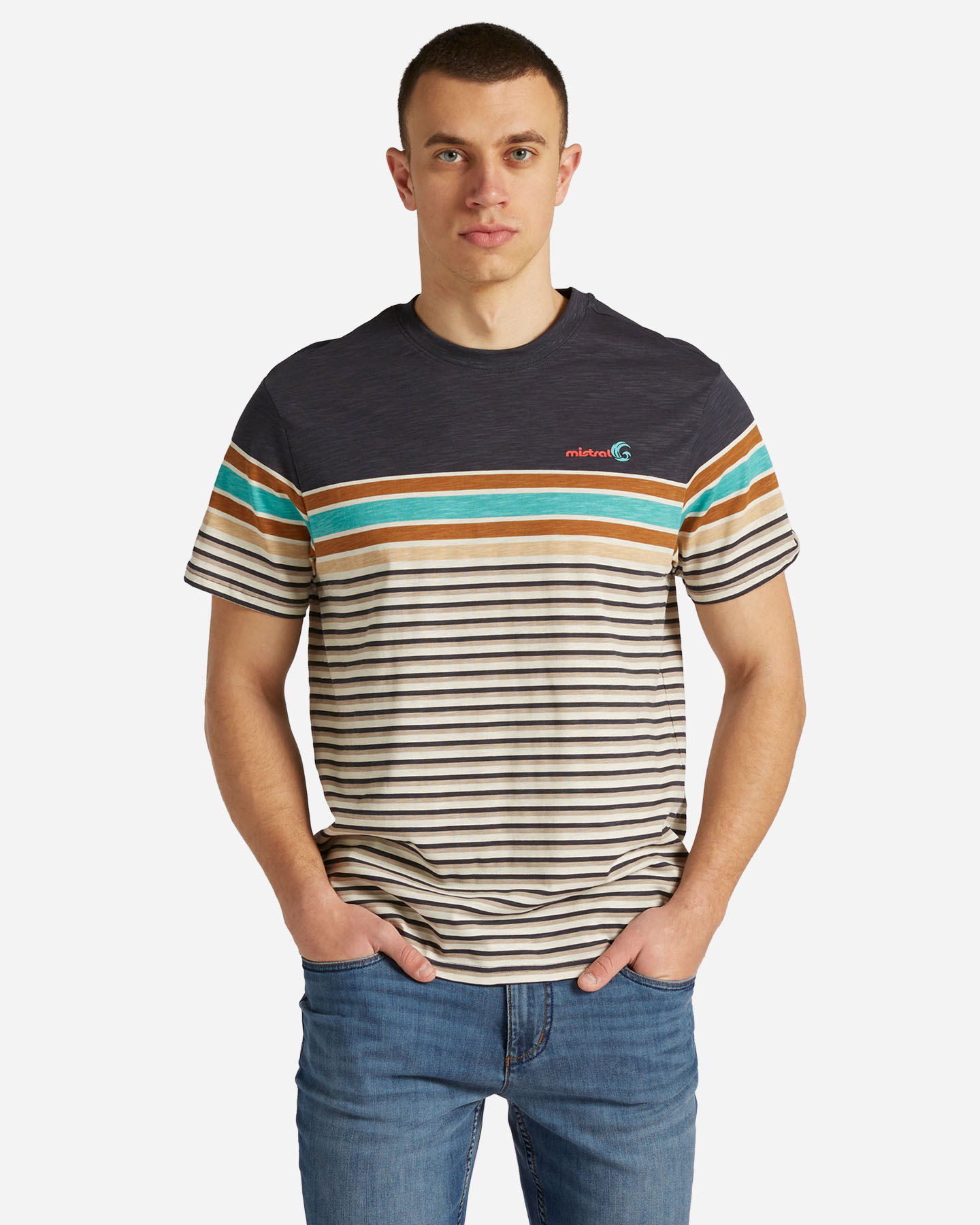 T-shirt MISTRAL STRIPED M - Blu - 0 | Cisalfa Sport