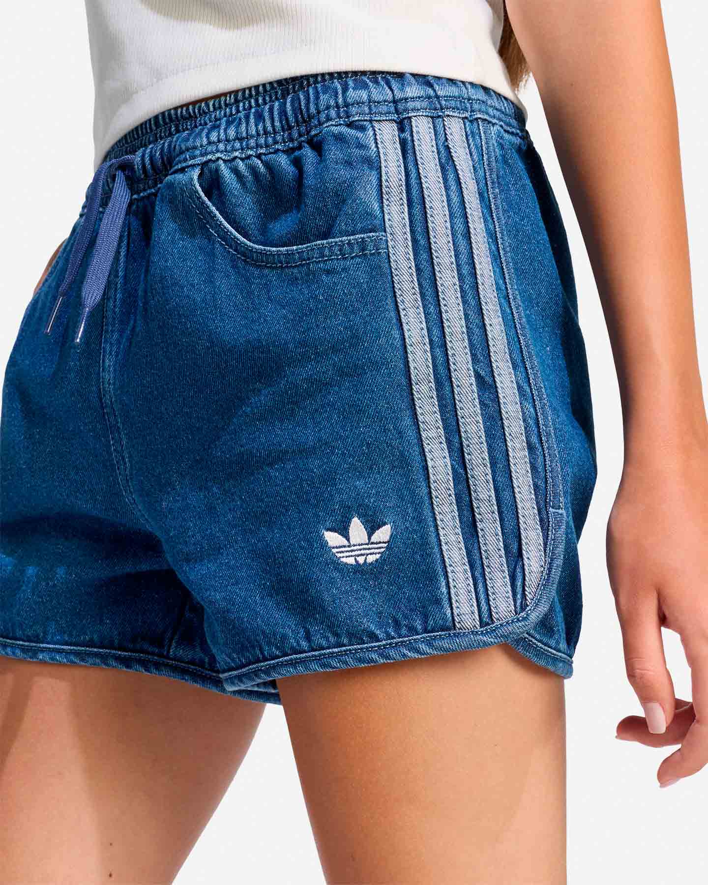 Pantaloncini ADIDAS DENIM 3STRIPES JR - Blu - 4 | Cisalfa Sport