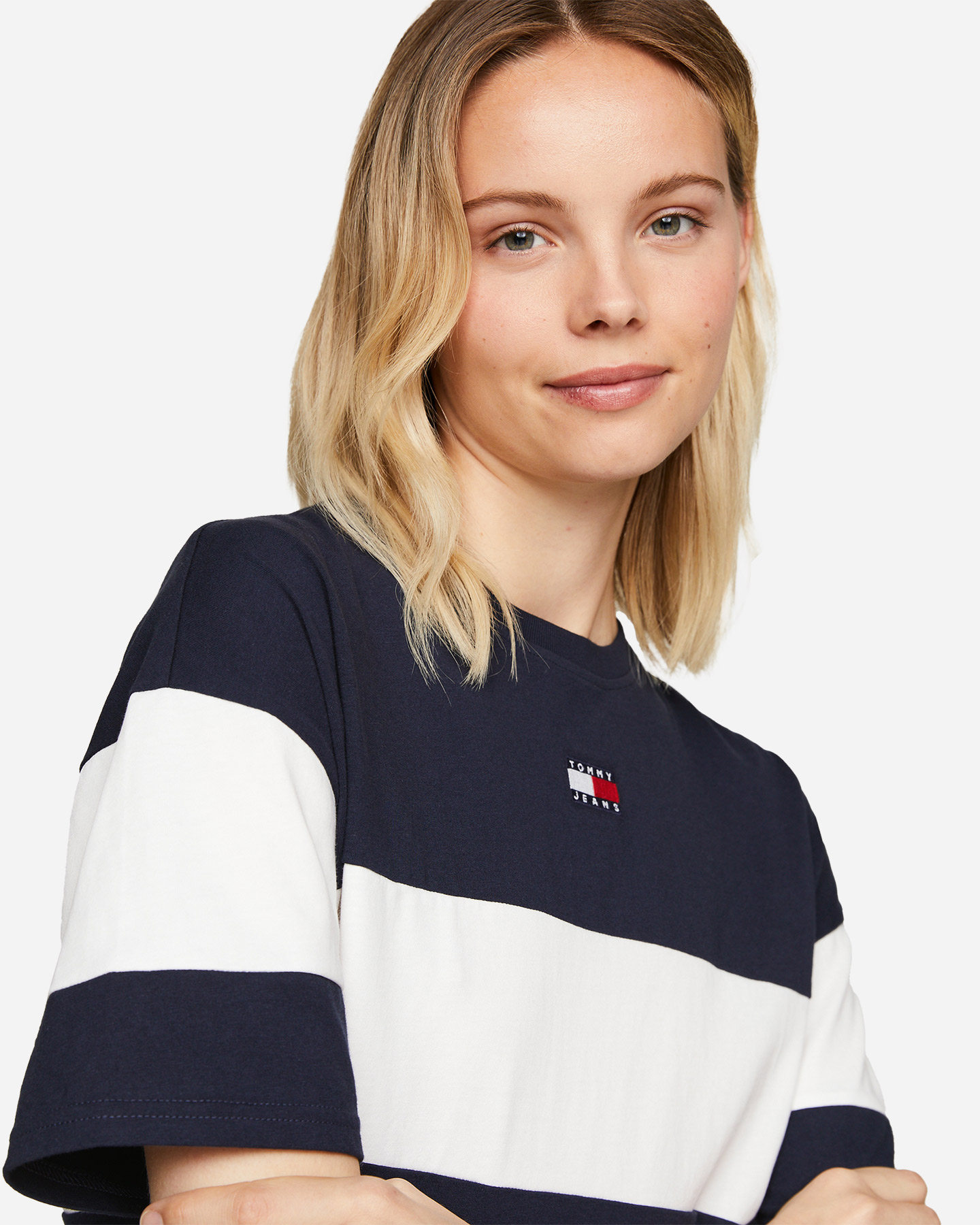 T-shirt TOMMY HILFIGER CROP BADE STRIPE W - Blu Navy - 4 | Cisalfa Sport