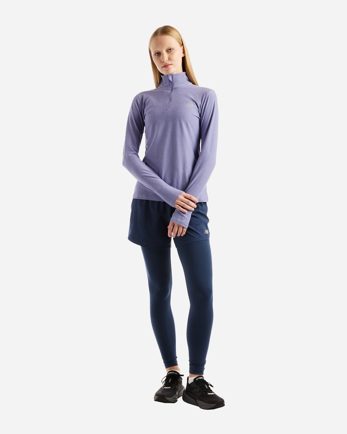 Maglia running NEW BALANCE SPACE DYE 1-4 ZIP LS W - Viola - 2 | Cisalfa Sport
