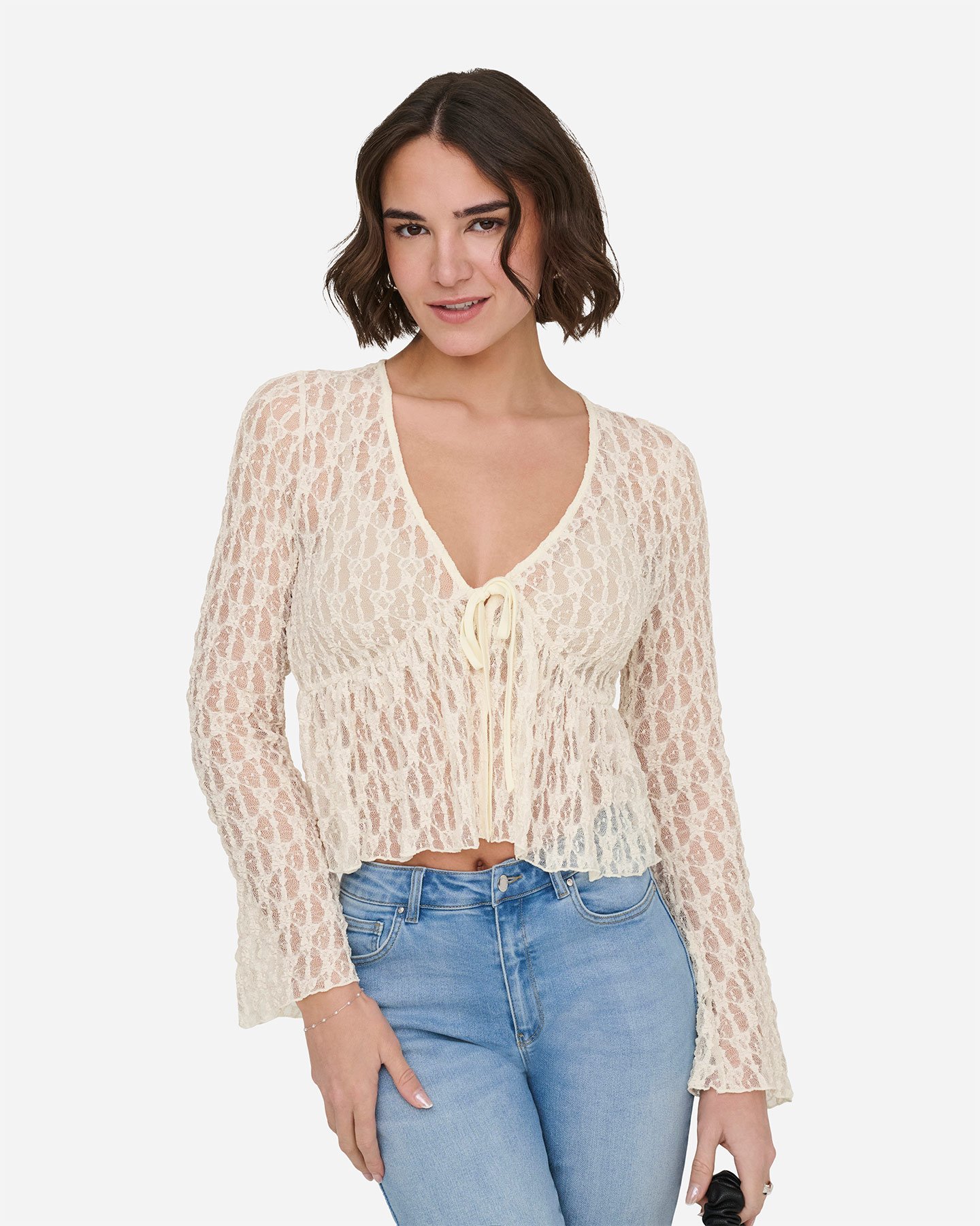 T-shirt ONLY LAYA EFFETTO PIZZO W - Bianco - 2 | Cisalfa Sport