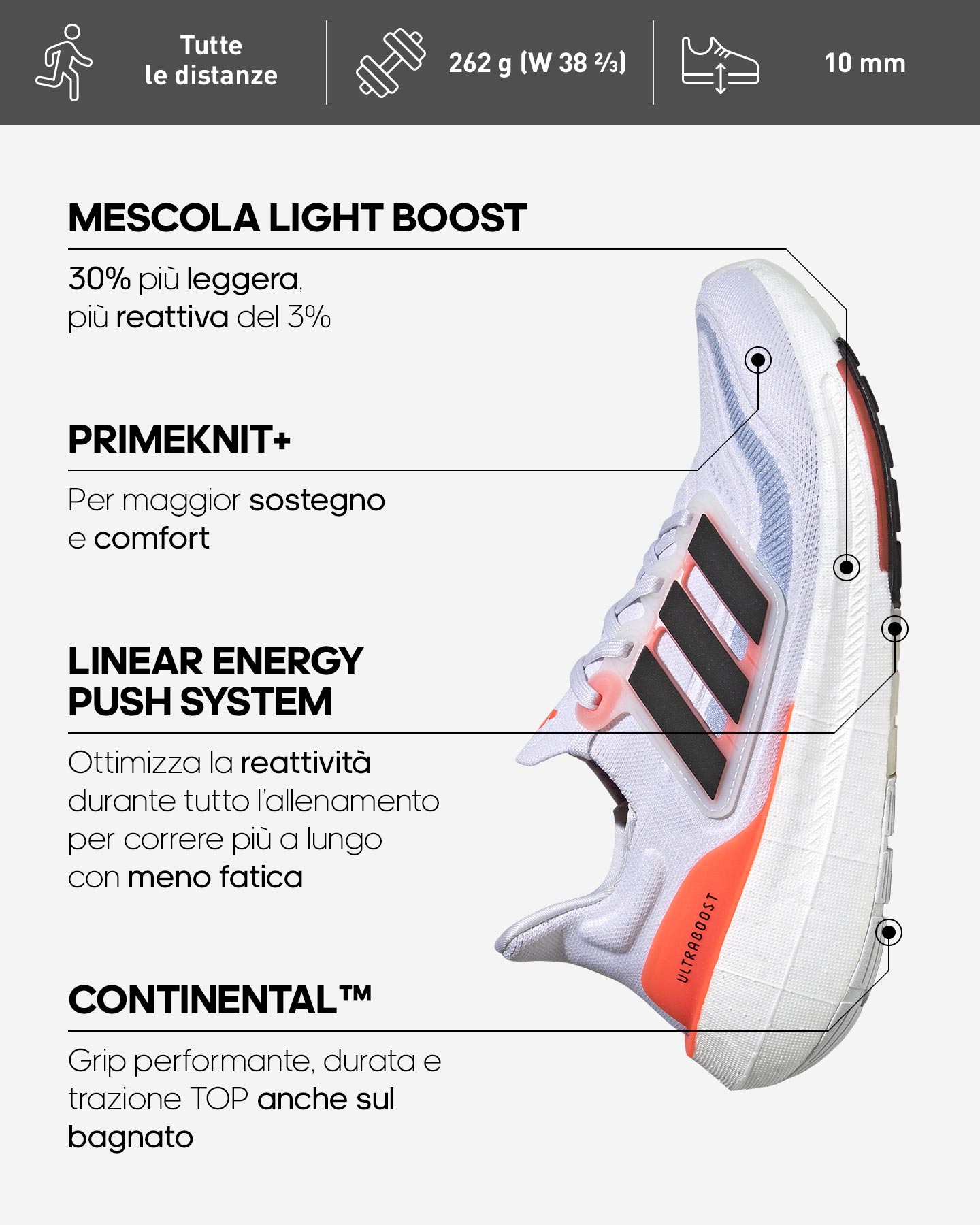 Scarpe running ADIDAS ULTRABOOST LIGHT W - Bianco - 2 | Cisalfa Sport