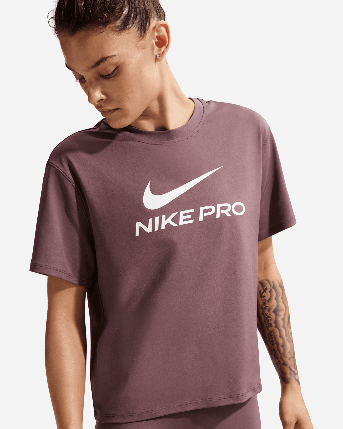 T-shirt training NIKE DRI FIT PRO W - Marrone - 3 | Cisalfa Sport