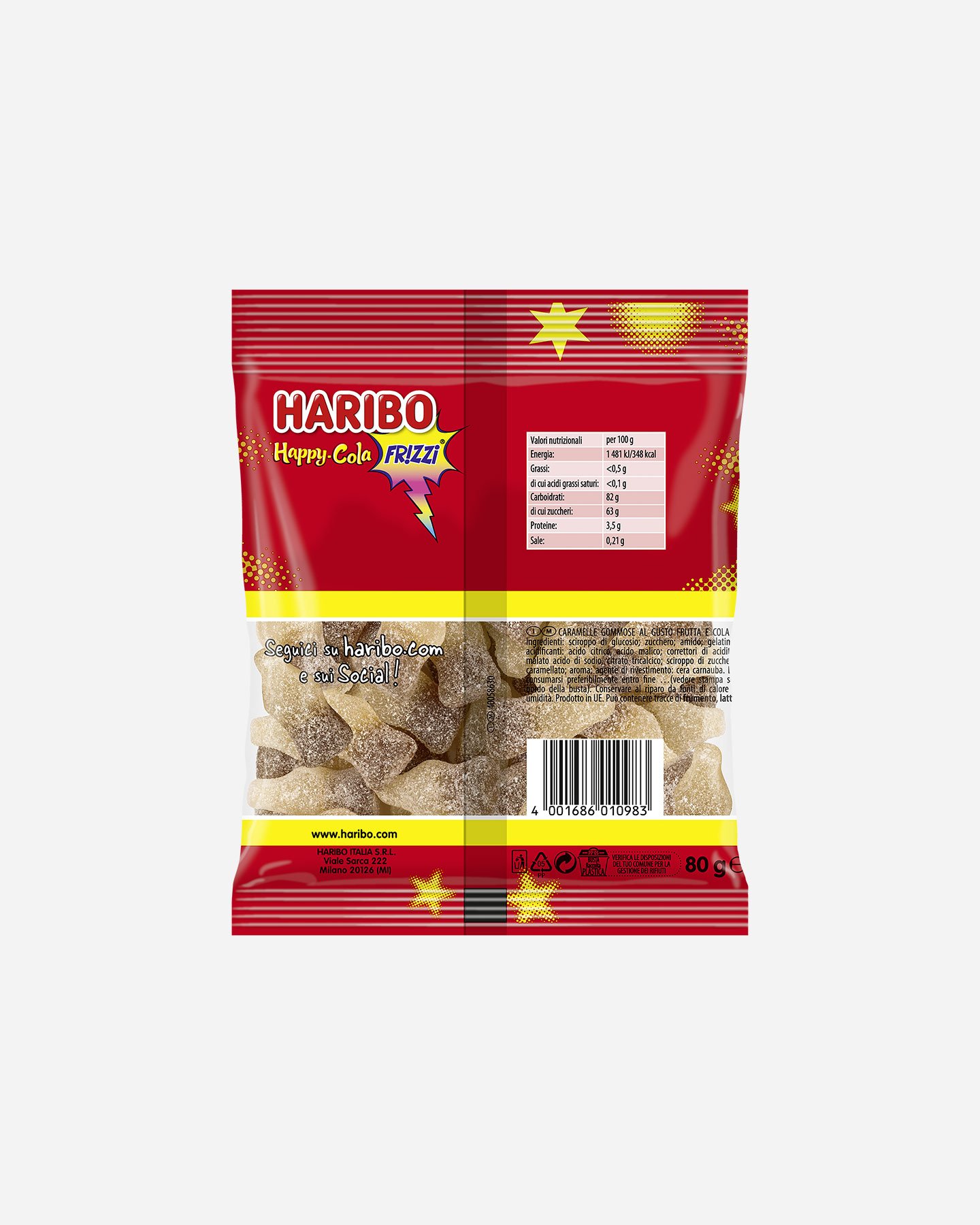 Caramelle HARIBO HAPPY COLA FRIZZI 80 G  - Color mix - 1 | Cisalfa Sport