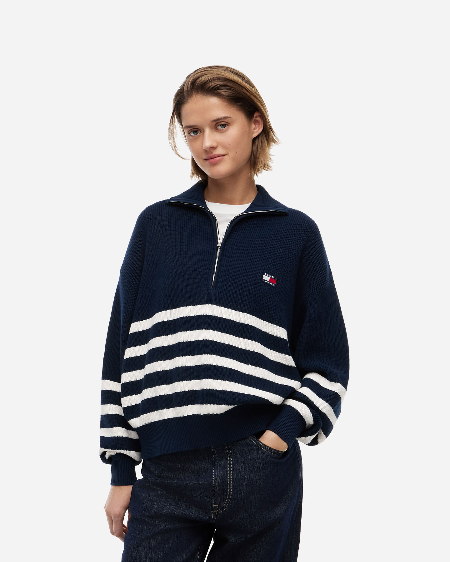 Tommy Hilfiger Stripe W - Maglione - Donna - Blu