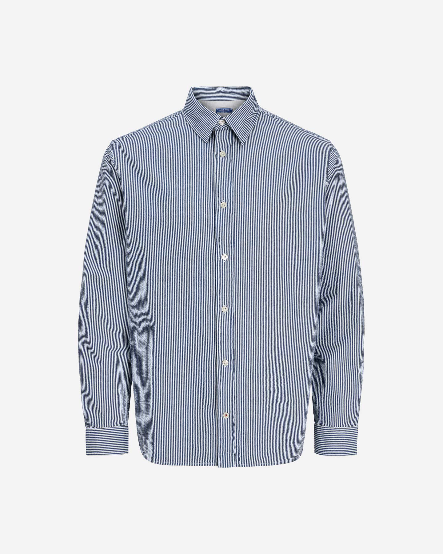 Jack & Jones Seersucker Bacchettin M - Camicia - Uomo - Blu